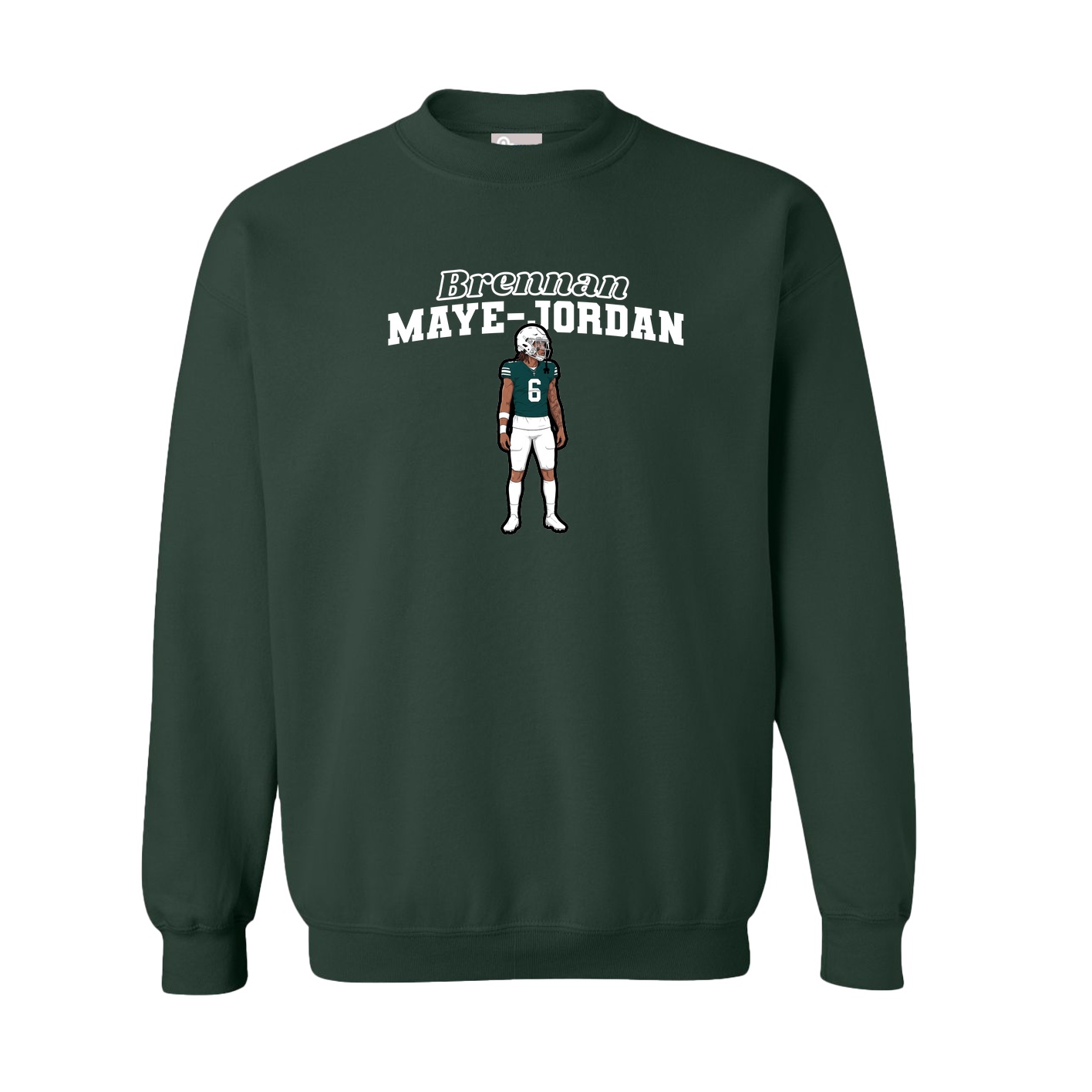 Fleece Crew — Name Arch in Green