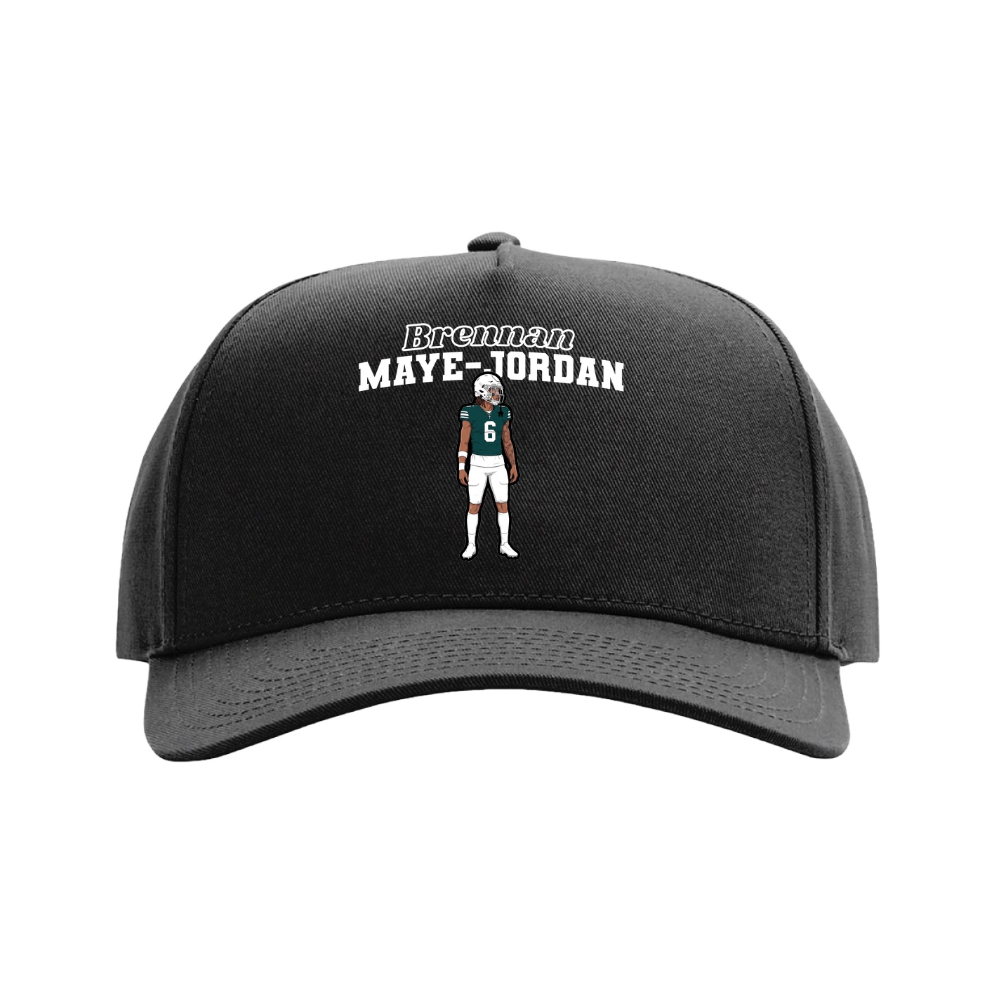 Full Fabric Five-Panel Champ Cap — Name Arch in Black