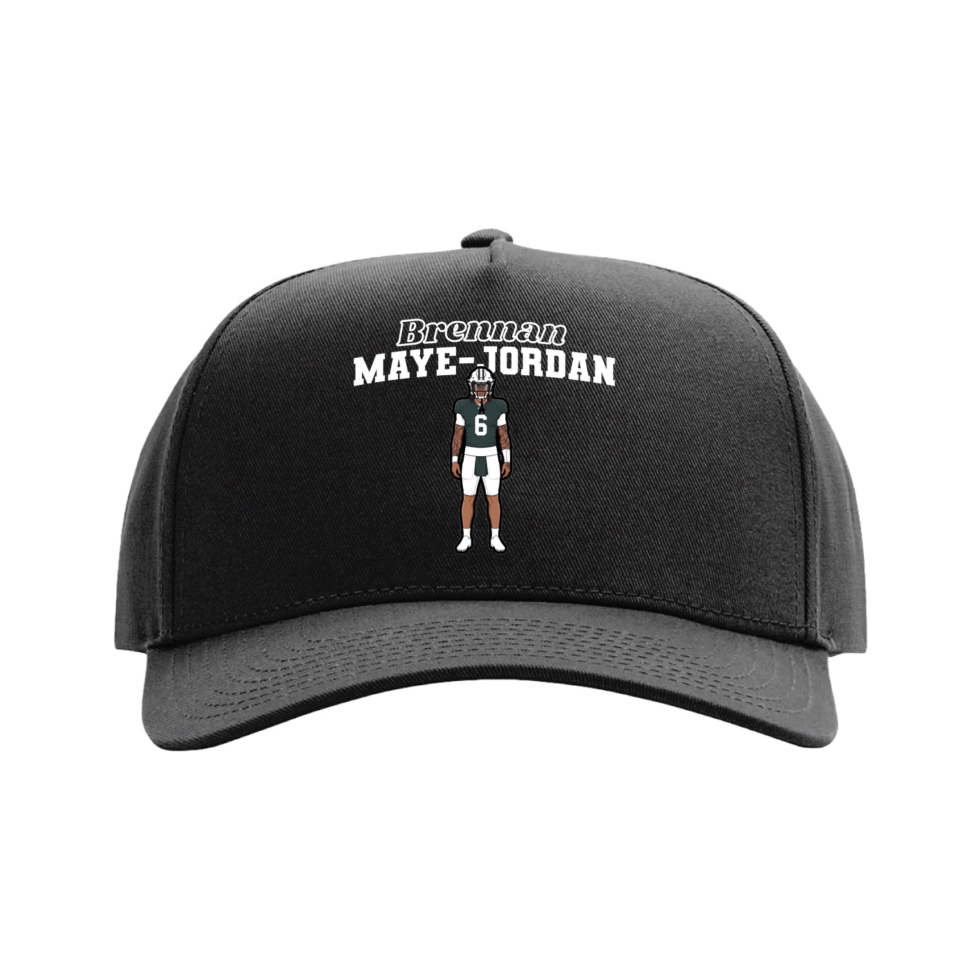 Full Fabric Five-Panel Champ Cap — Name Arch in Black
