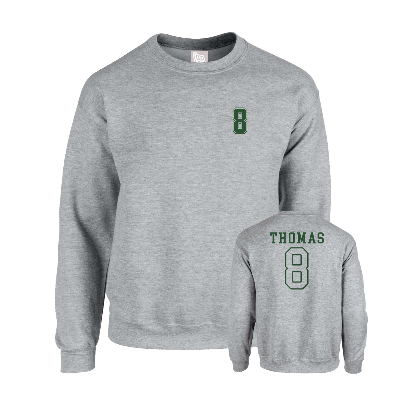 Fleece Crew — Chest Back in Grey