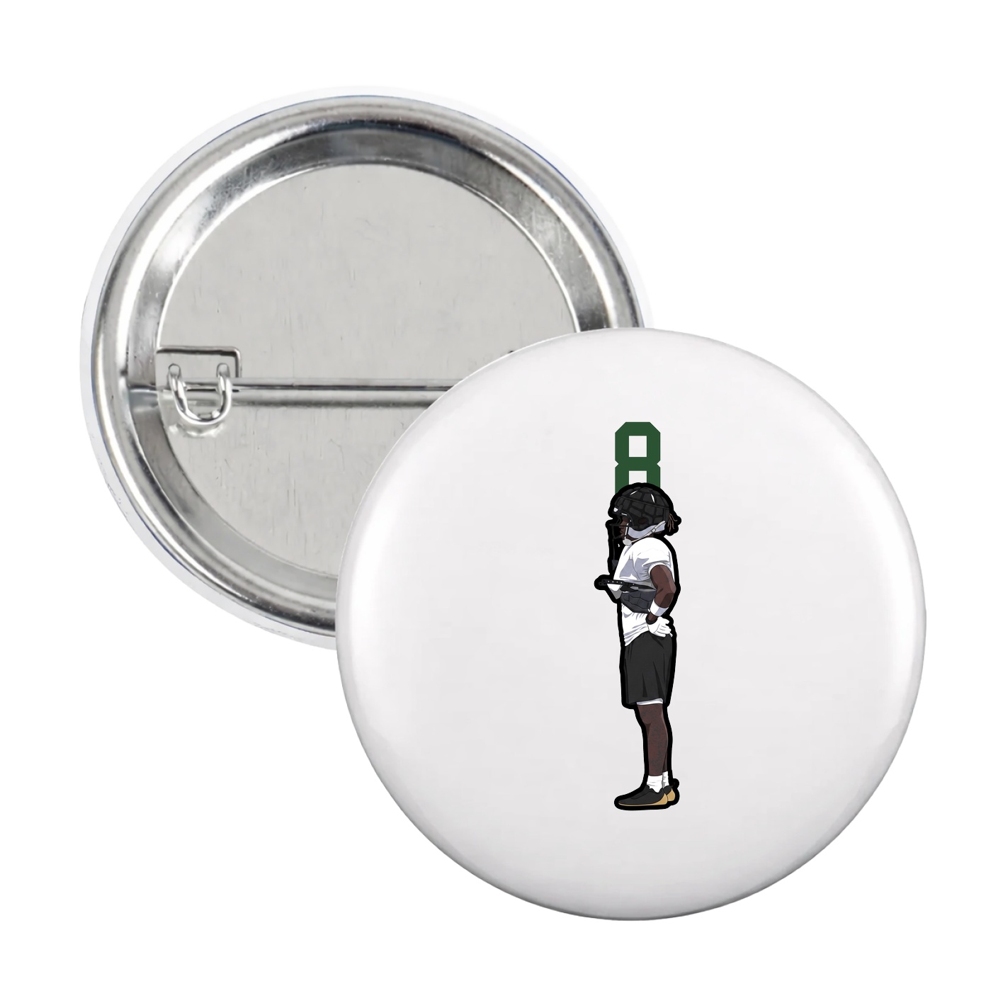 Game Day Button — Number Top in White