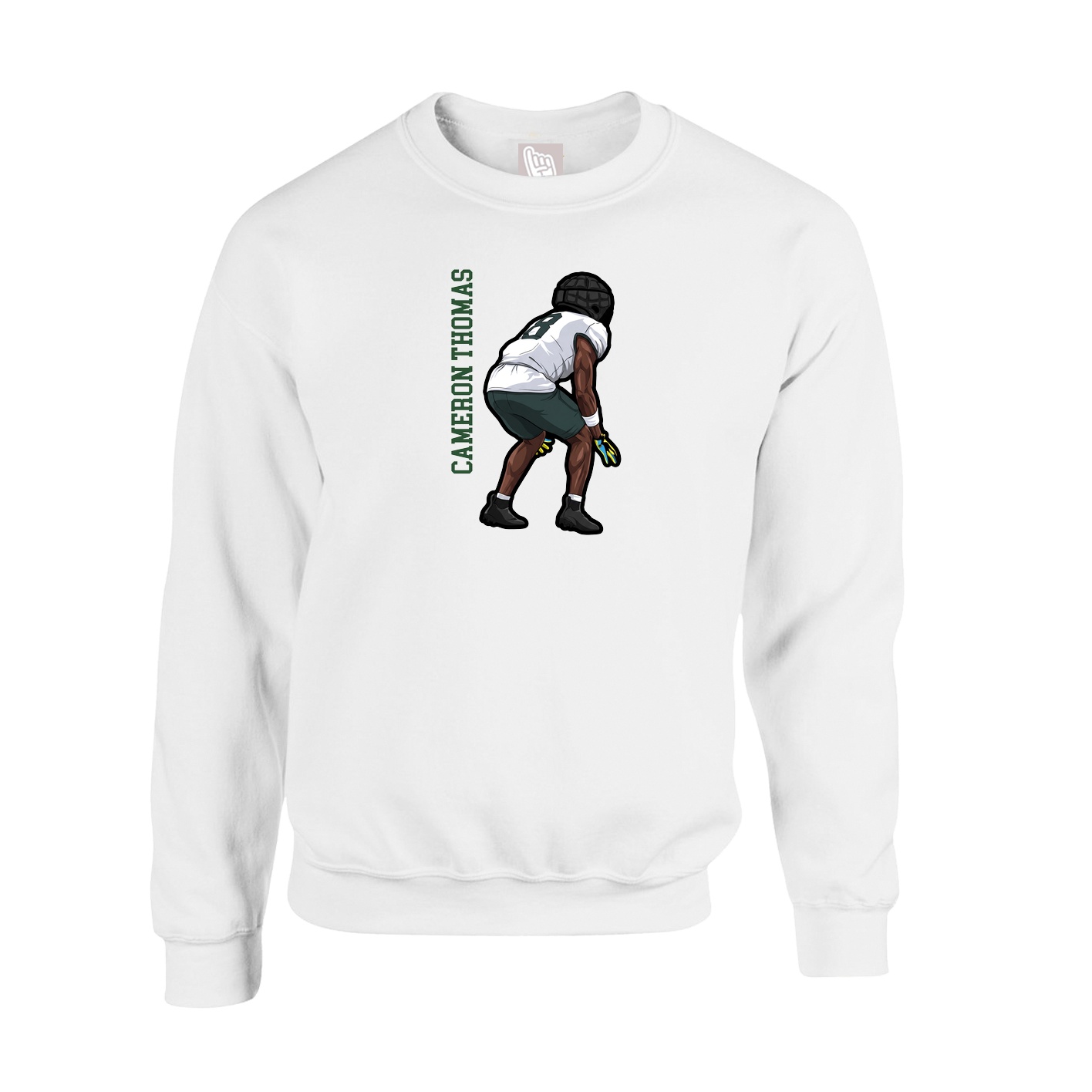 Fleece Crew — Name Vertical in White