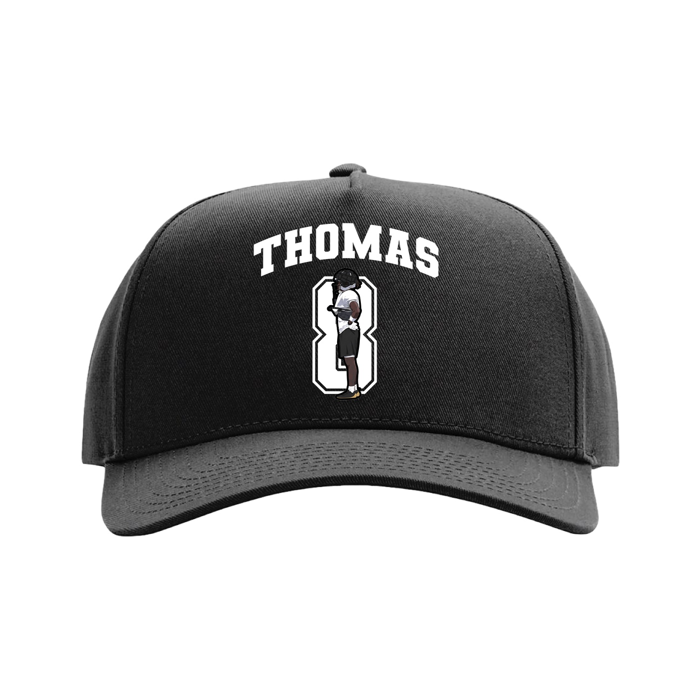 Full Fabric Five-Panel Champ Cap — Number in Black