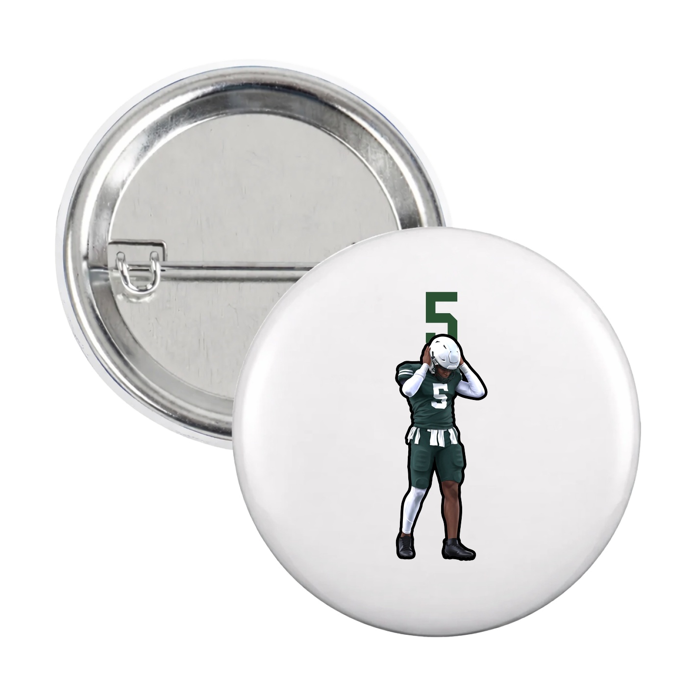 Game Day Button — Number Top in White