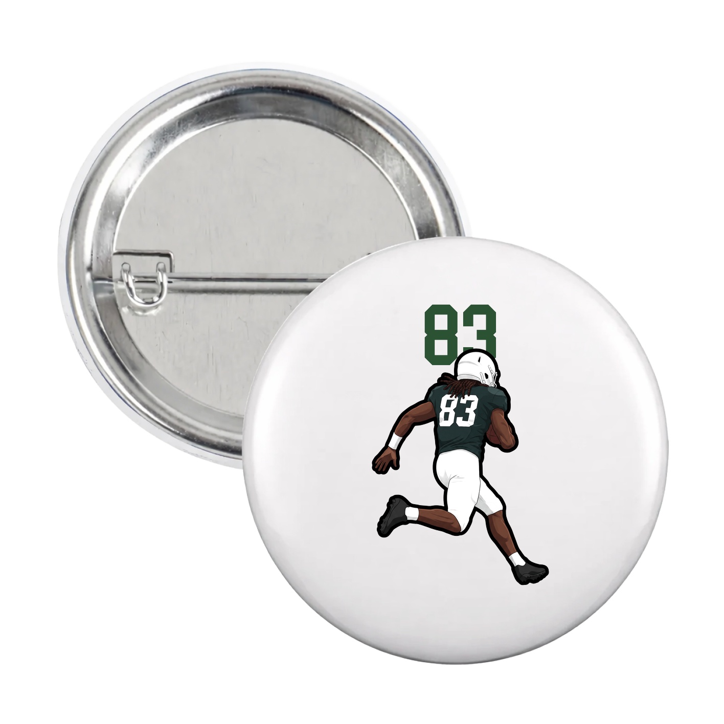 Game Day Button — Number Top in White