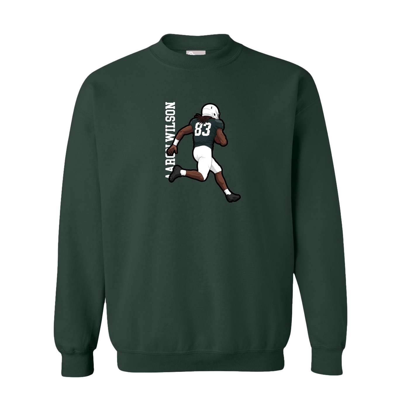Fleece Crew — Name Vertical in Green