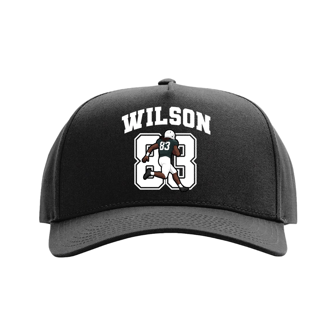 Full Fabric Five-Panel Champ Cap — Number in Black