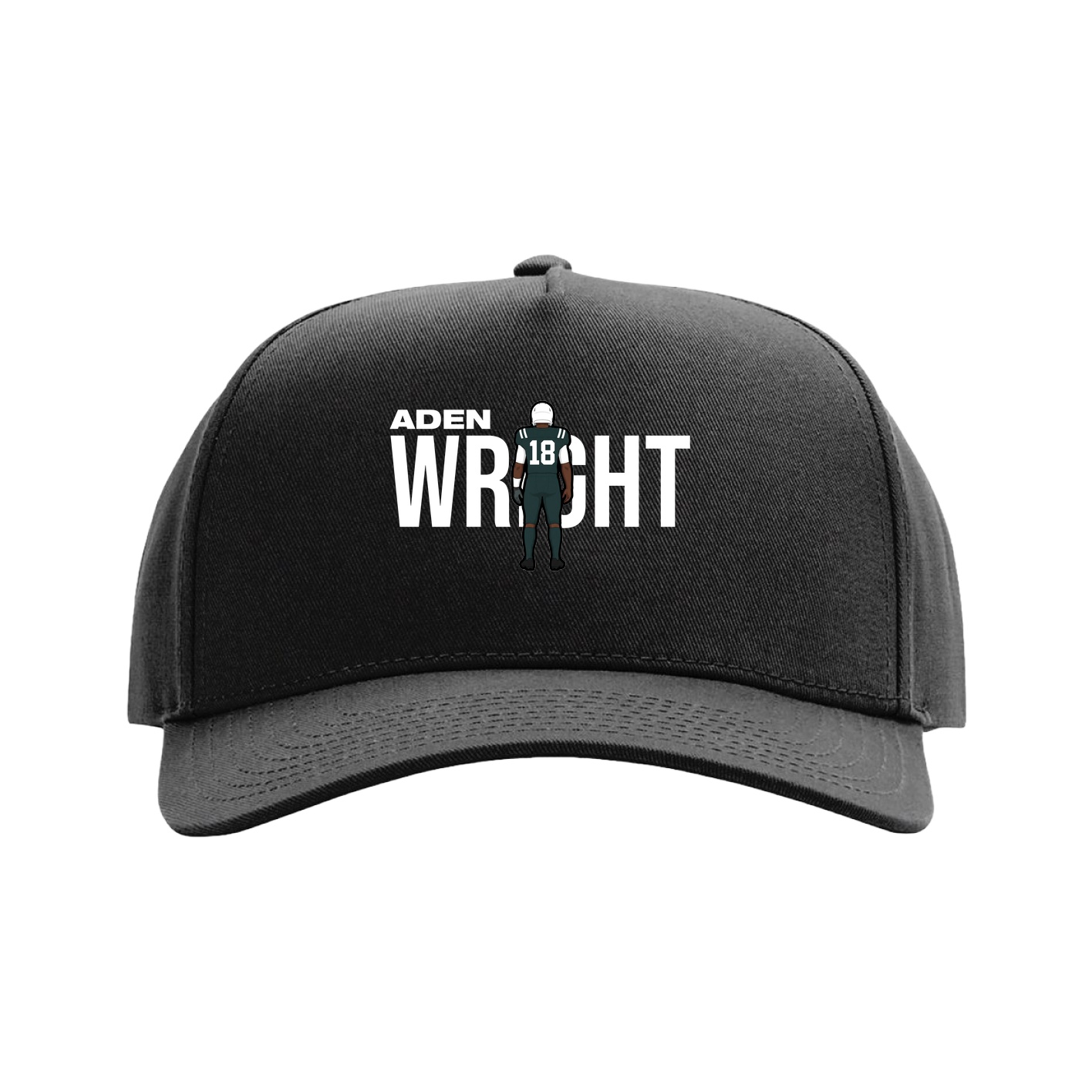 Full Fabric Five-Panel Champ Cap — Player Name in Black
