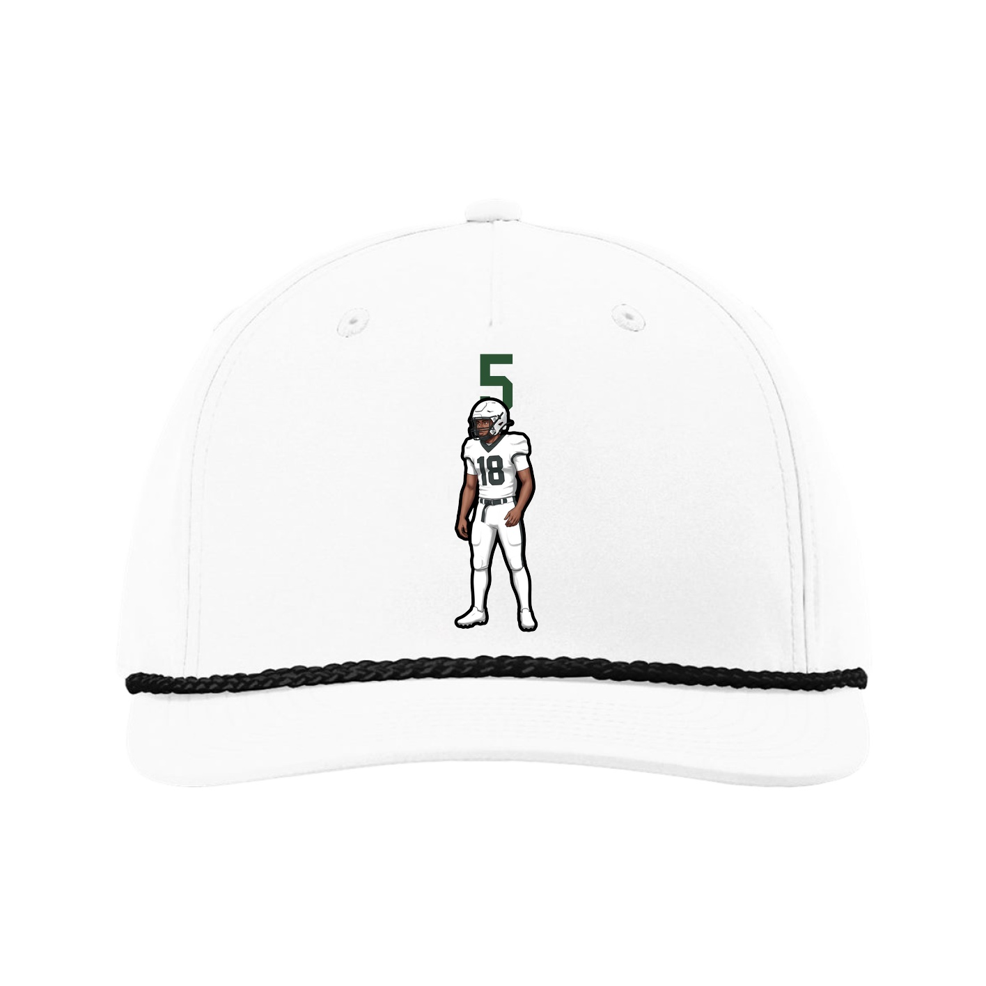 Five-Panel Classic Rope Cap — Number Top in White