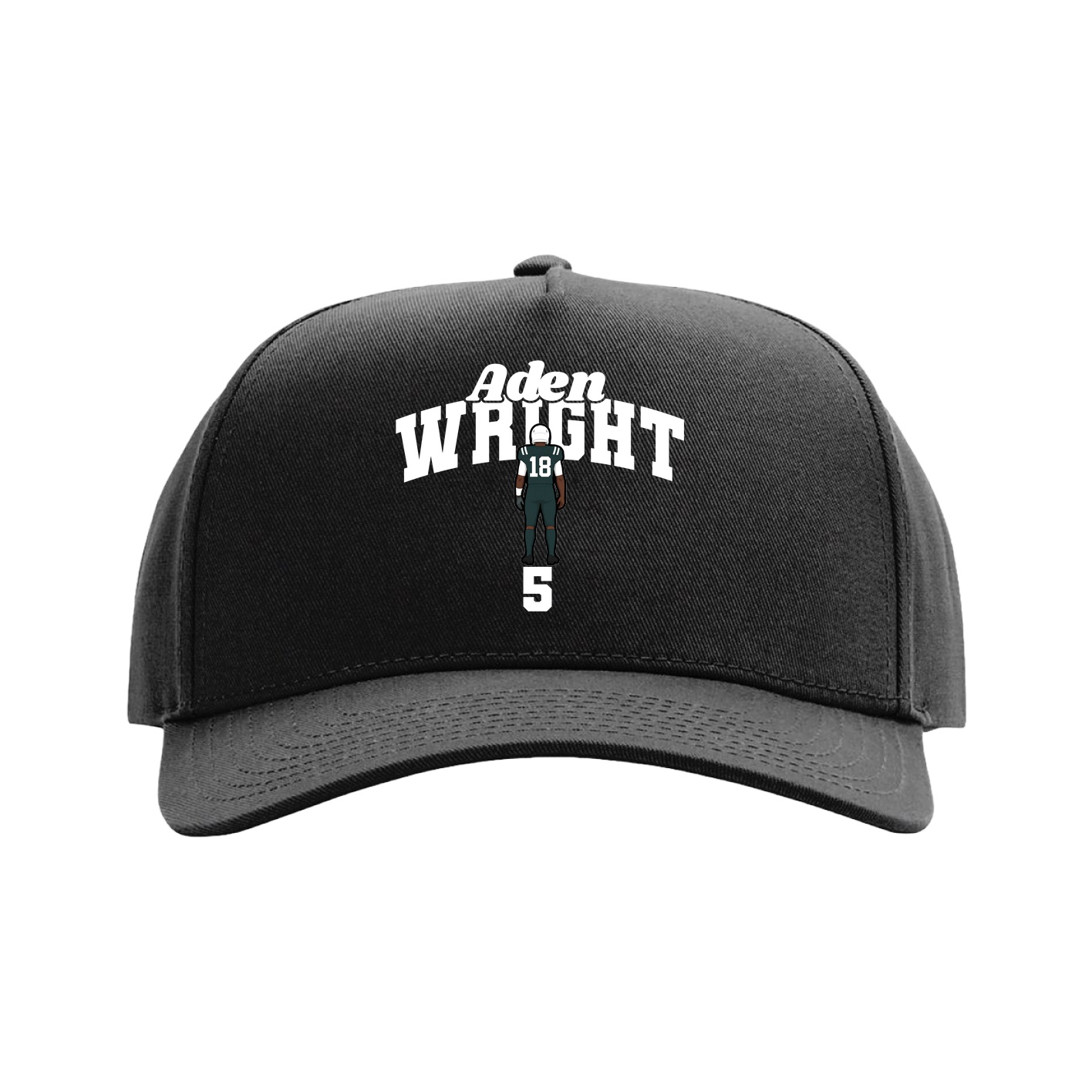 Full Fabric Five-Panel Champ Cap — Signature Arch in Black