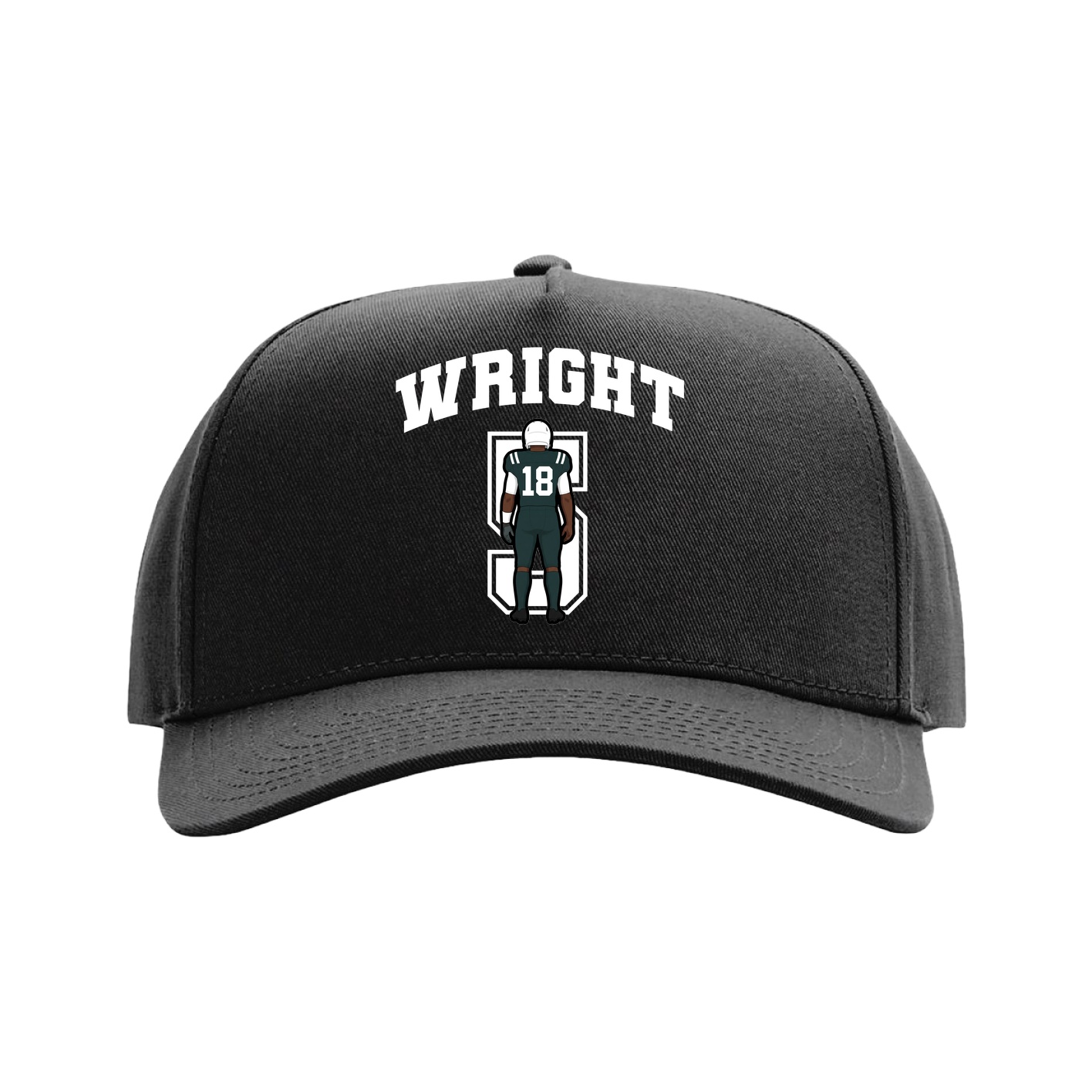 Full Fabric Five-Panel Champ Cap — Number in Black