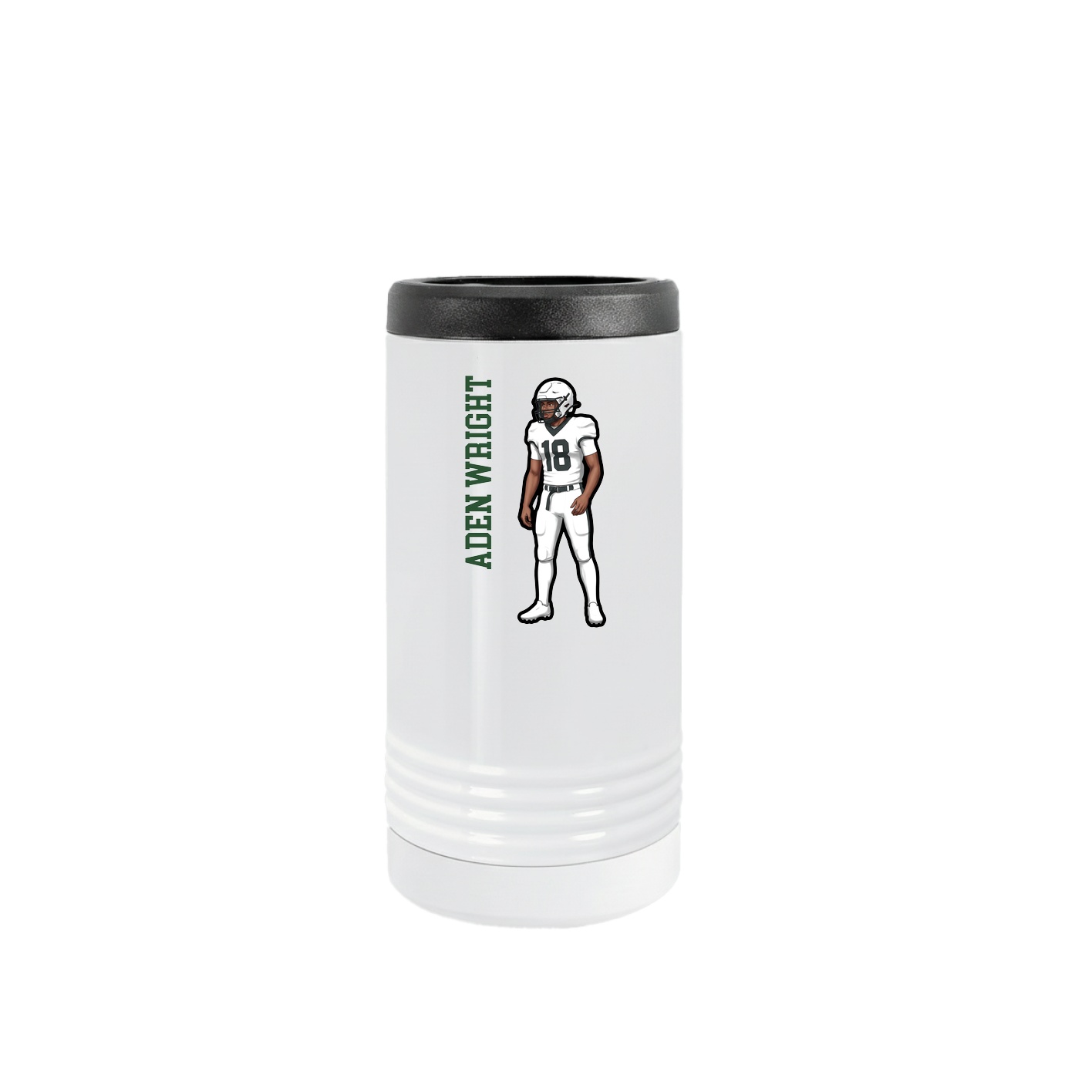 Slim Beverage Holder — Name Vertical in White