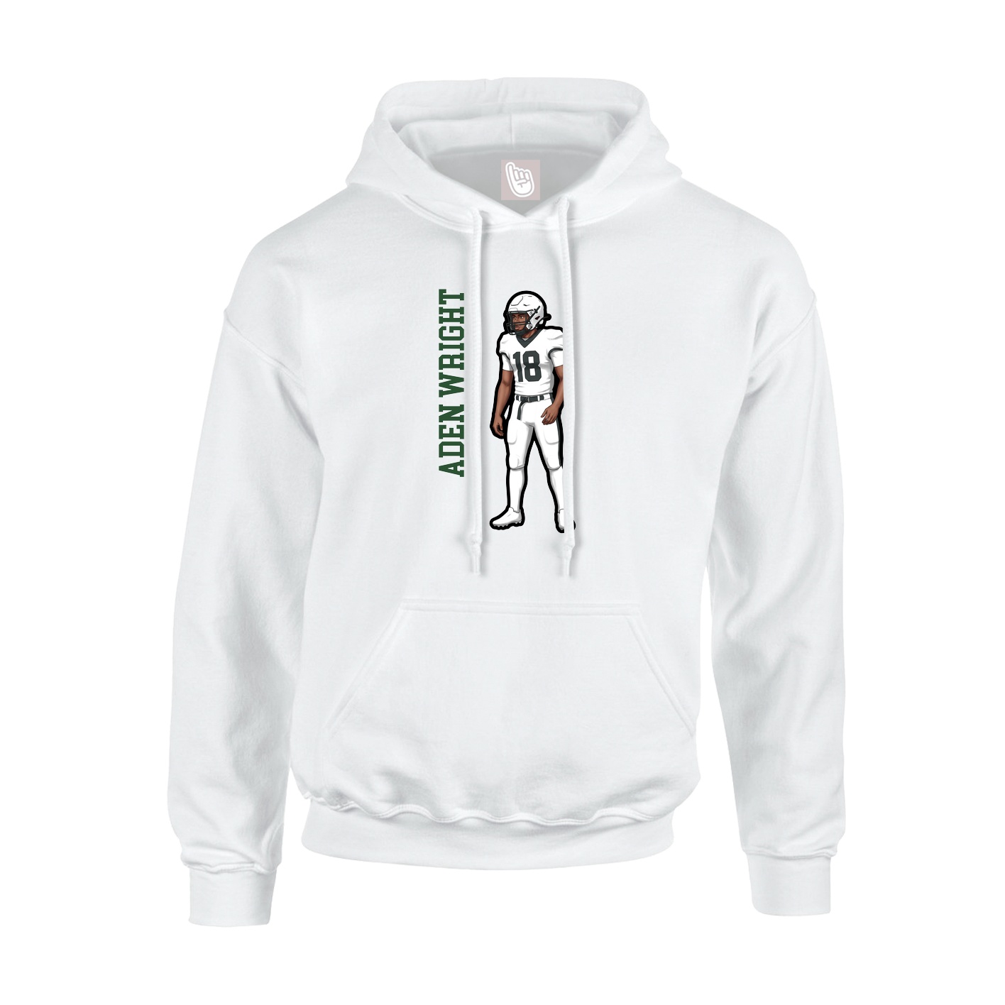 Youth Hoodie — Name Vertical in White