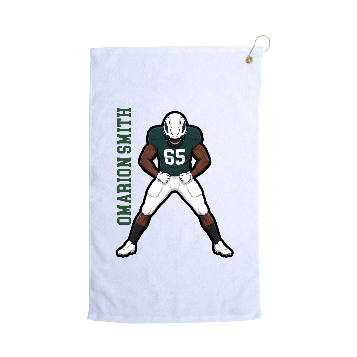 Golf Towel — Name Vertical in White
