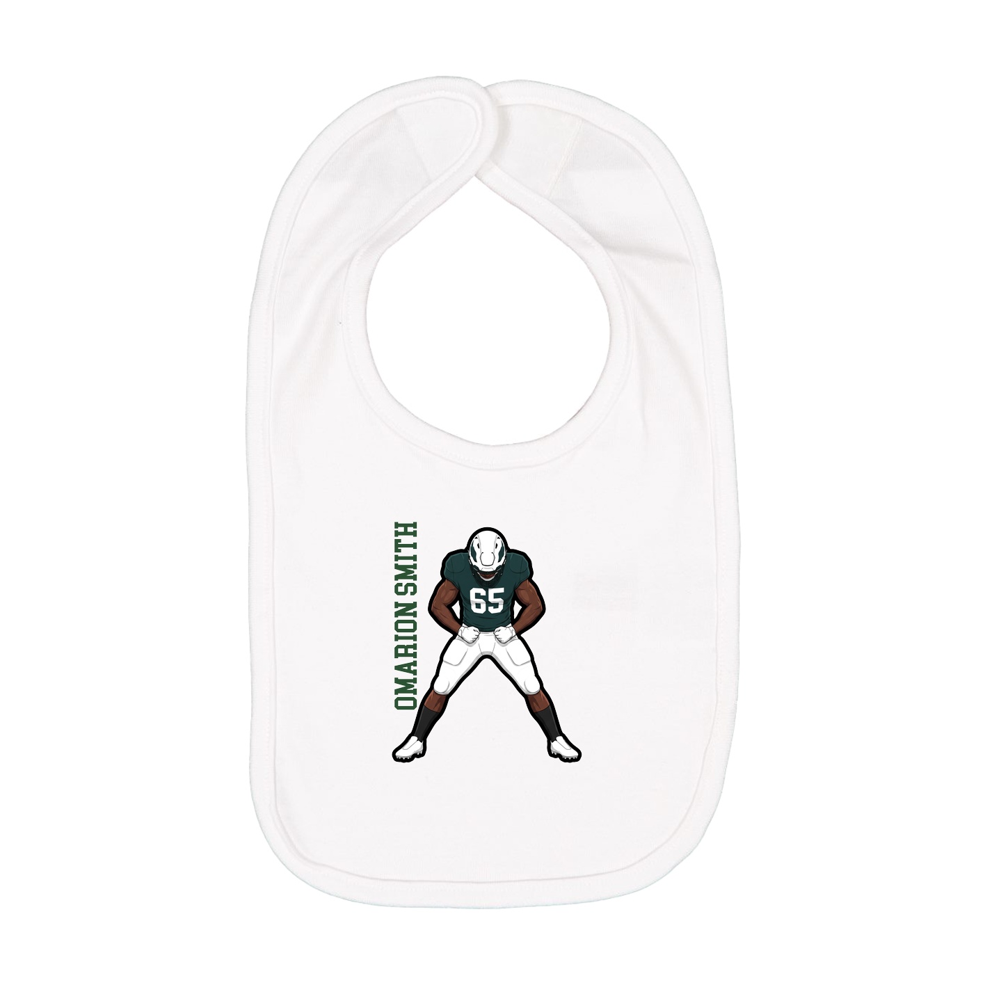 Infant Bib — Name Vertical in White