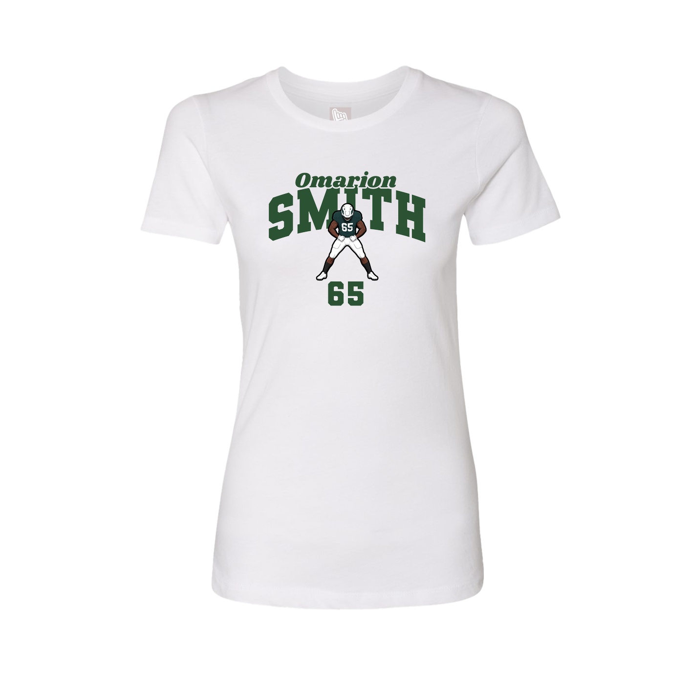 Fitted Women's Tee — Signature Arch in White