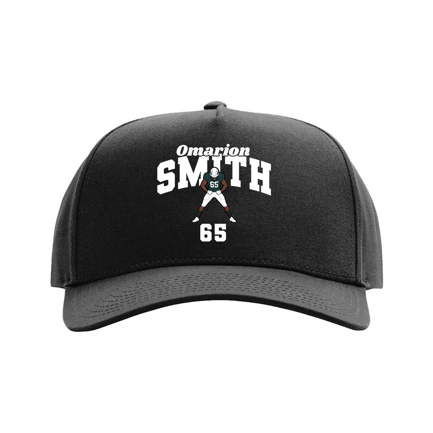 Full Fabric Five-Panel Champ Cap — Signature Arch in Black