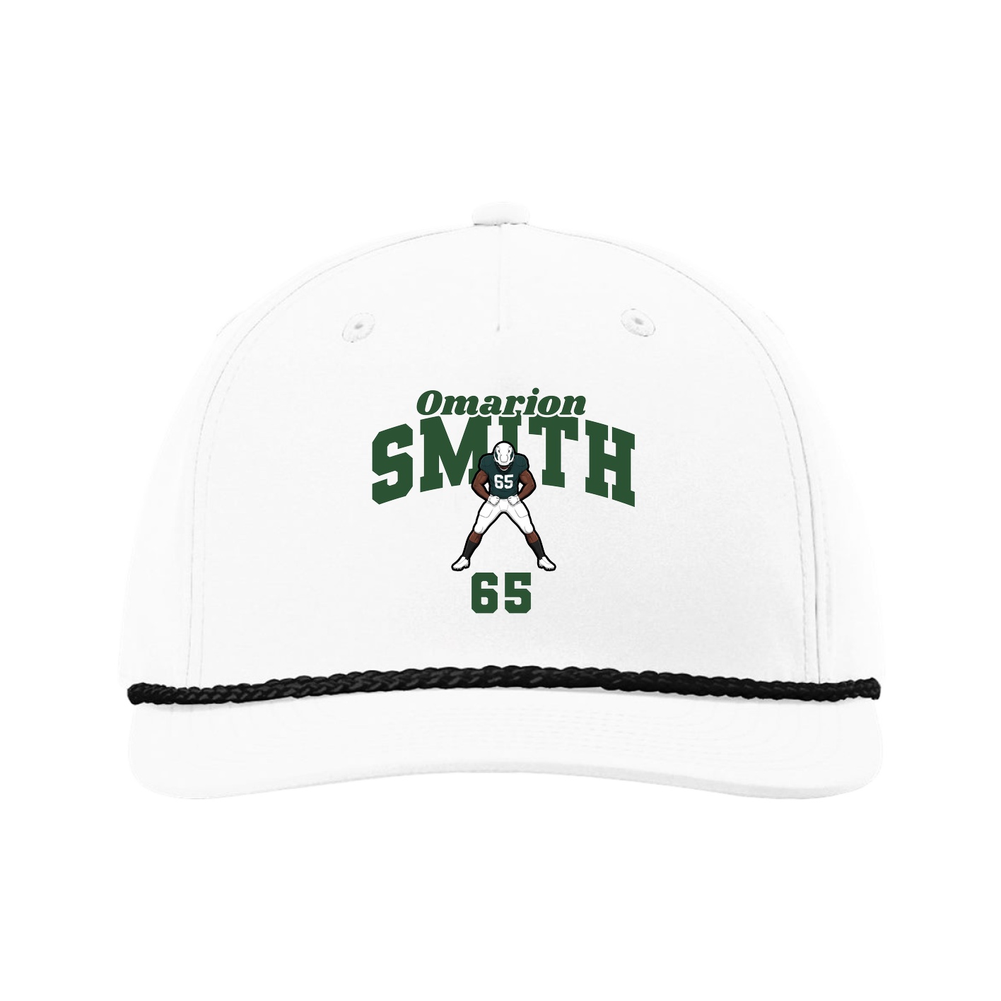 Five-Panel Classic Rope Cap — Signature Arch in White