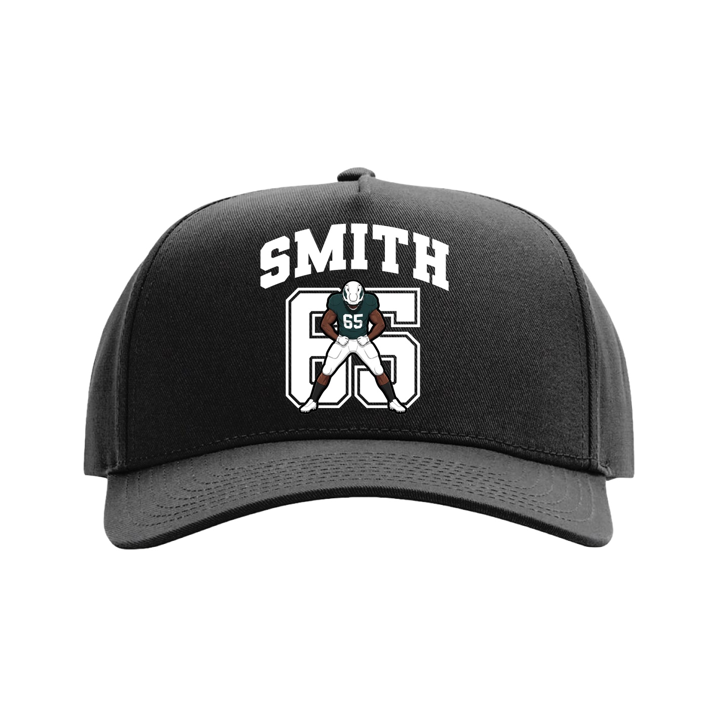 Full Fabric Five-Panel Champ Cap — Number in Black