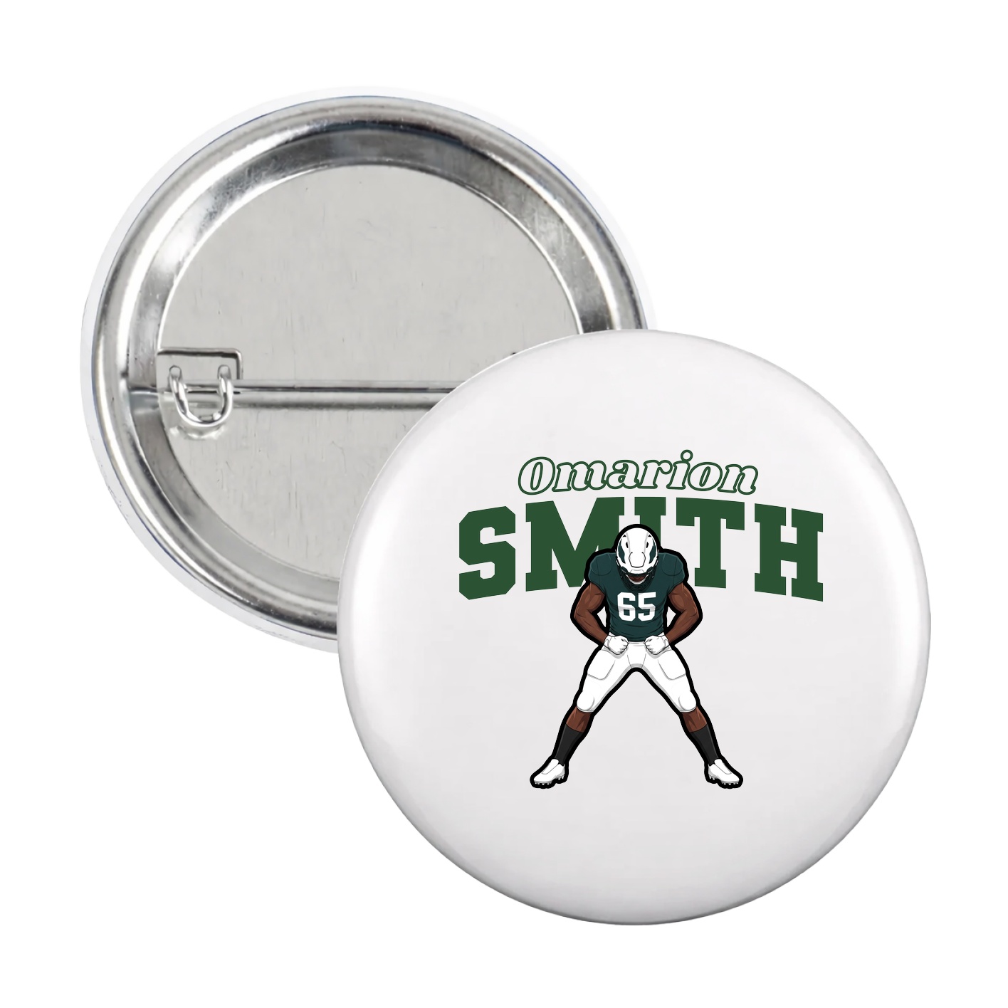 Game Day Button — Name Arch in White