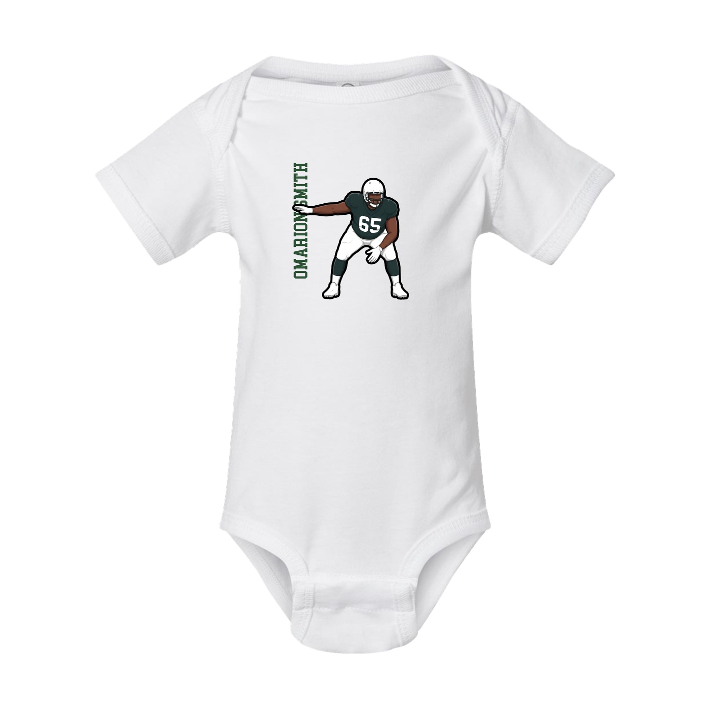 Baby Onesie — Name Vertical in White