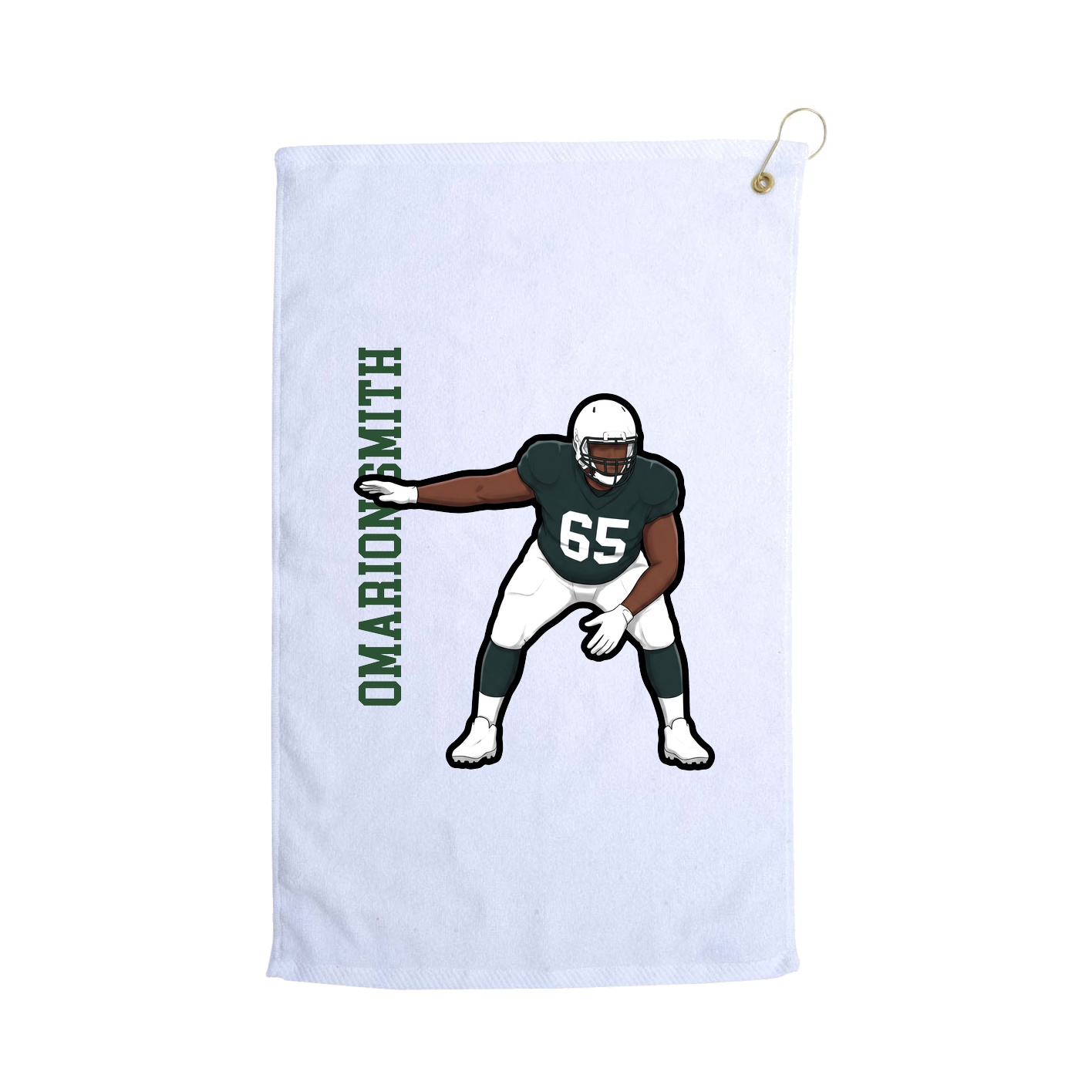 Golf Towel — Name Vertical in White