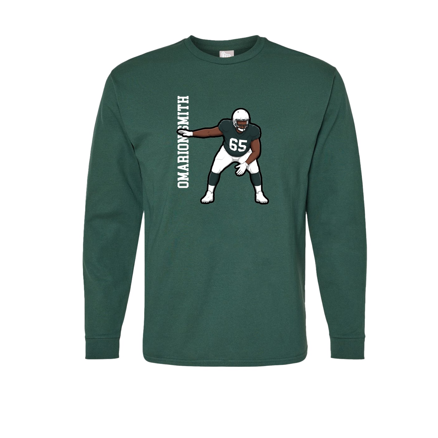 Long Sleeve Tee — Name Vertical in Green