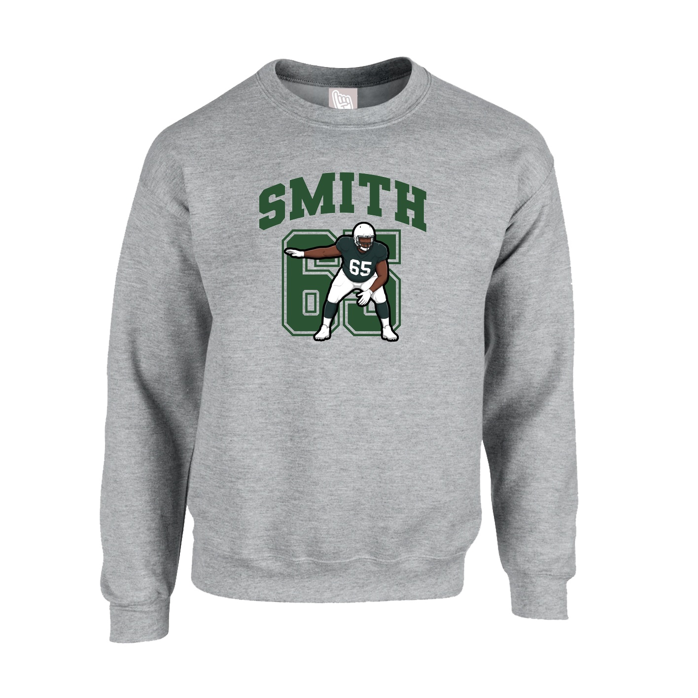 Fleece Crew — Number in Grey