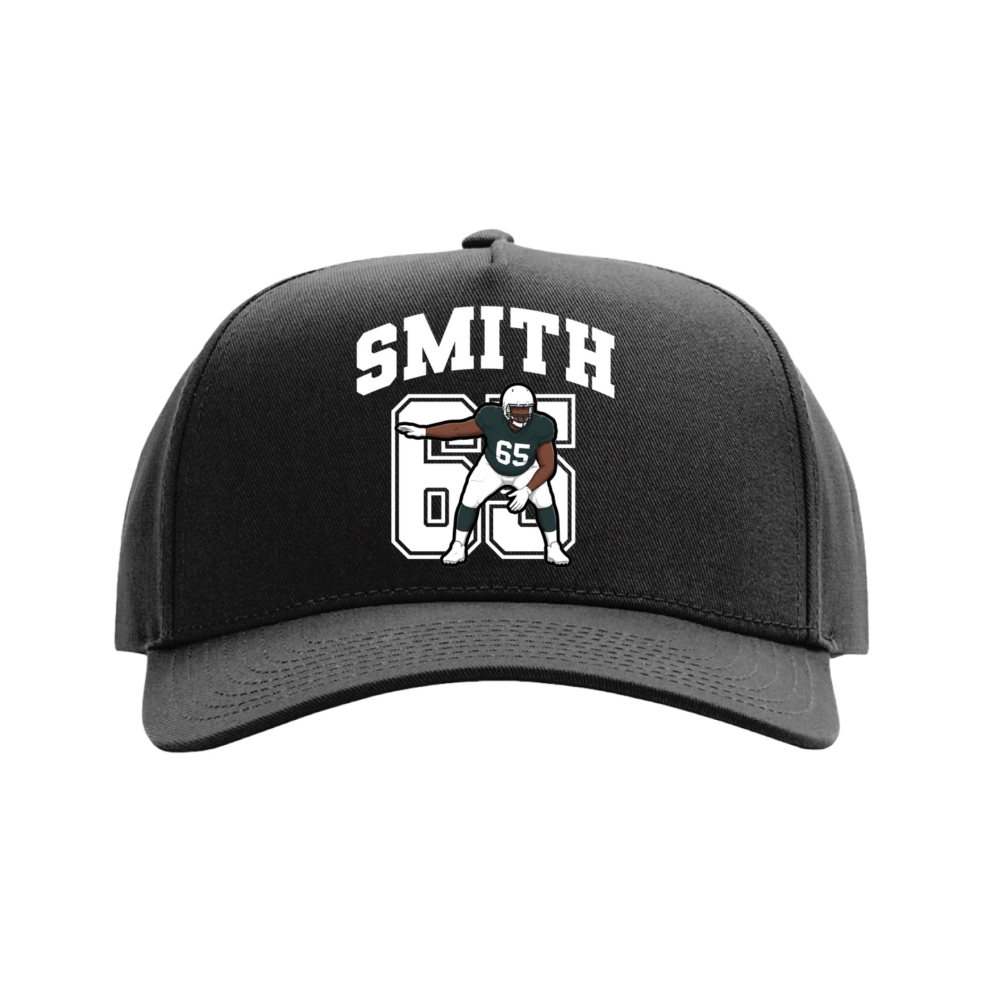 Full Fabric Five-Panel Champ Cap — Number in Black