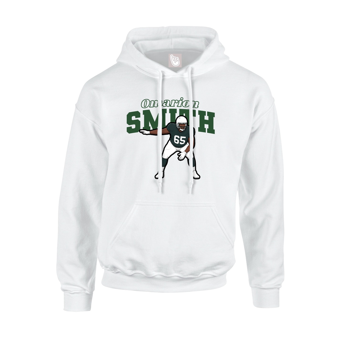 Youth Hoodie — Name Arch in White