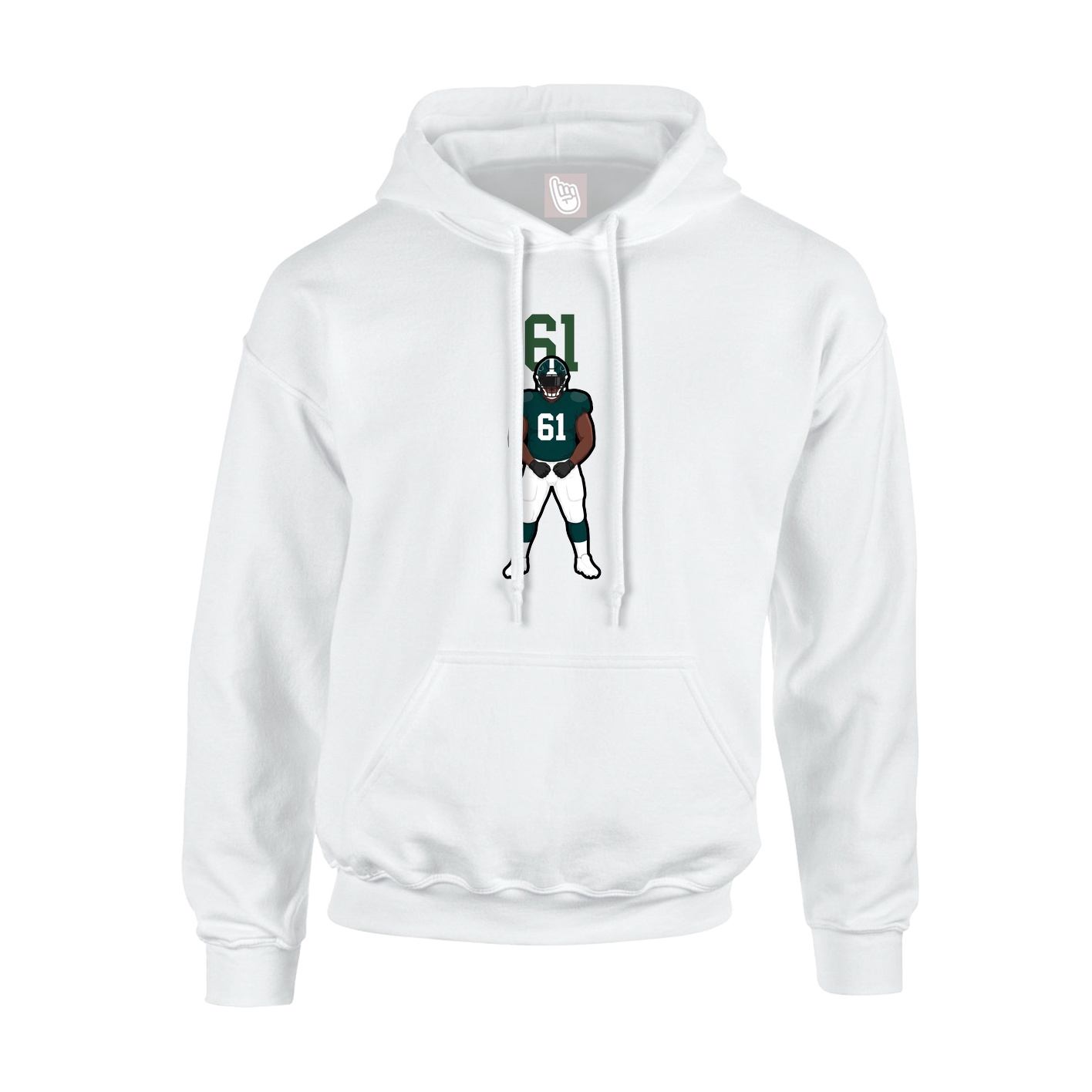 Youth Hoodie — Number Top in White