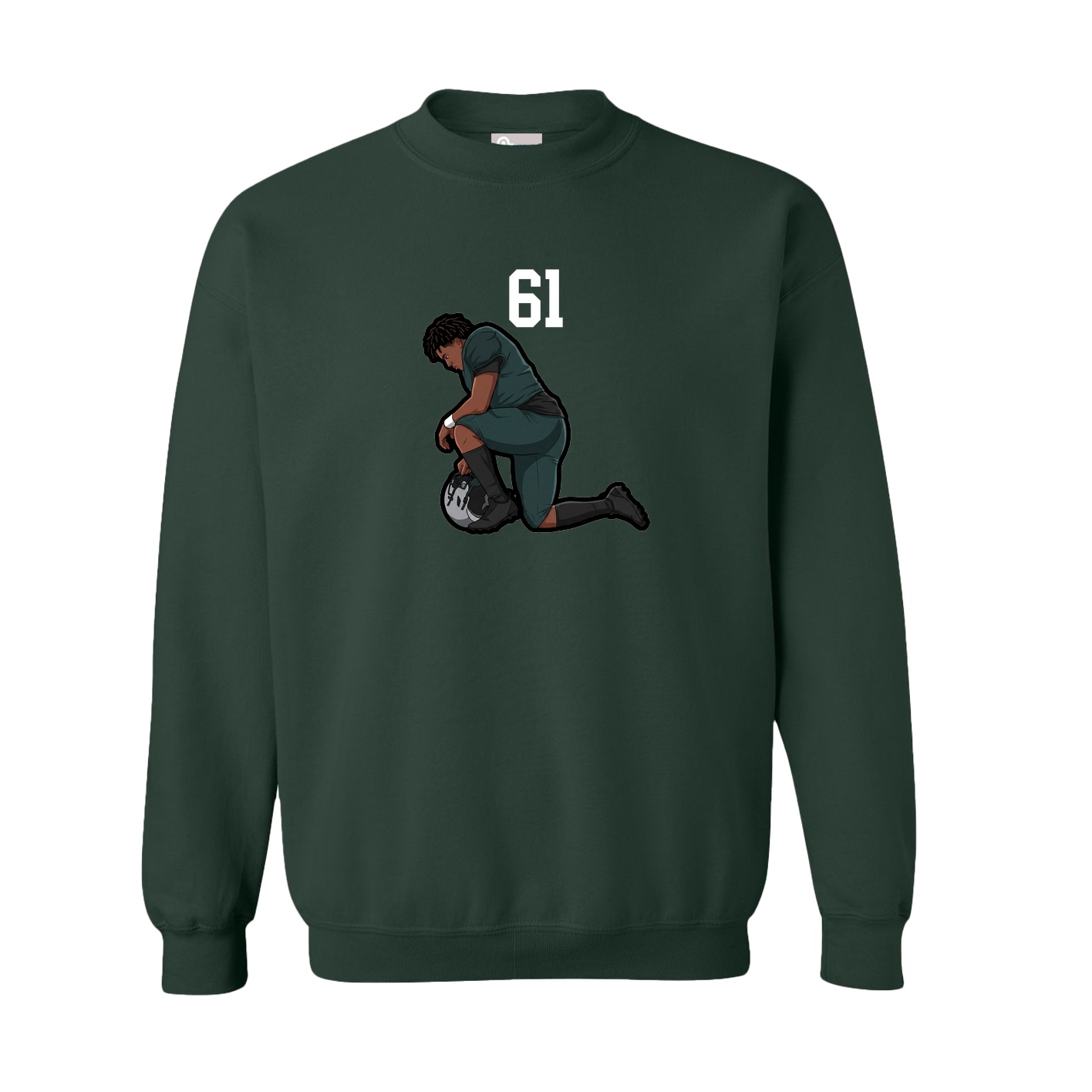 Fleece Crew — Number Top in Green