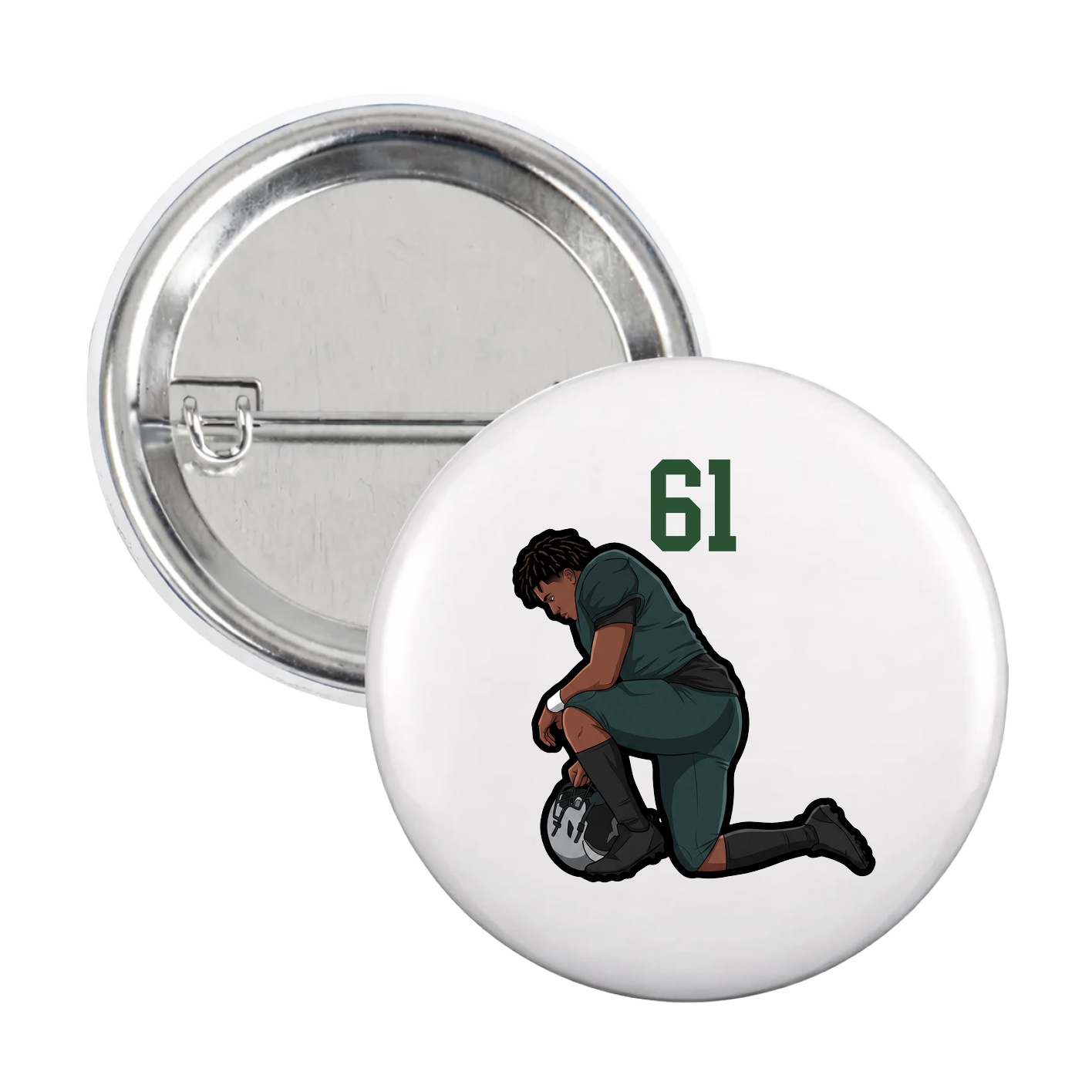 Game Day Button — Number Top in White