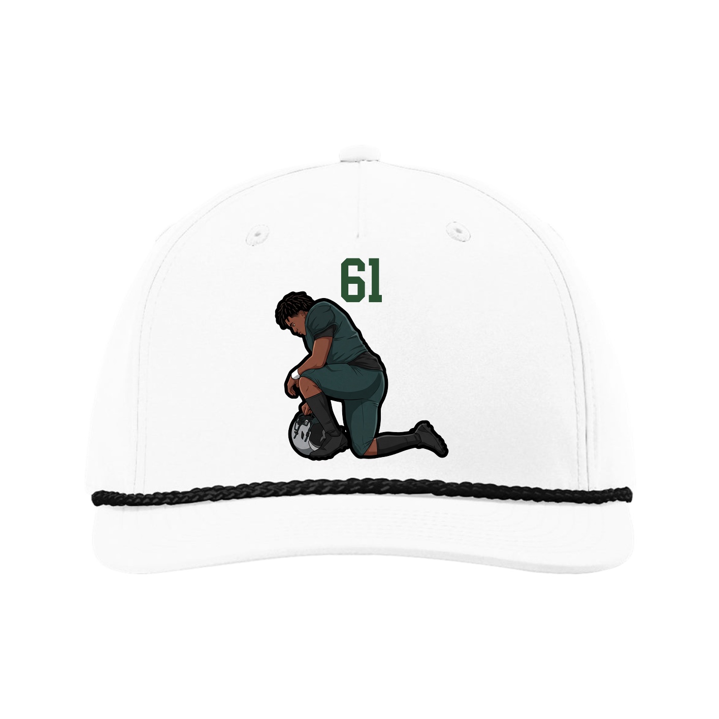 Five-Panel Classic Rope Cap — Number Top in White
