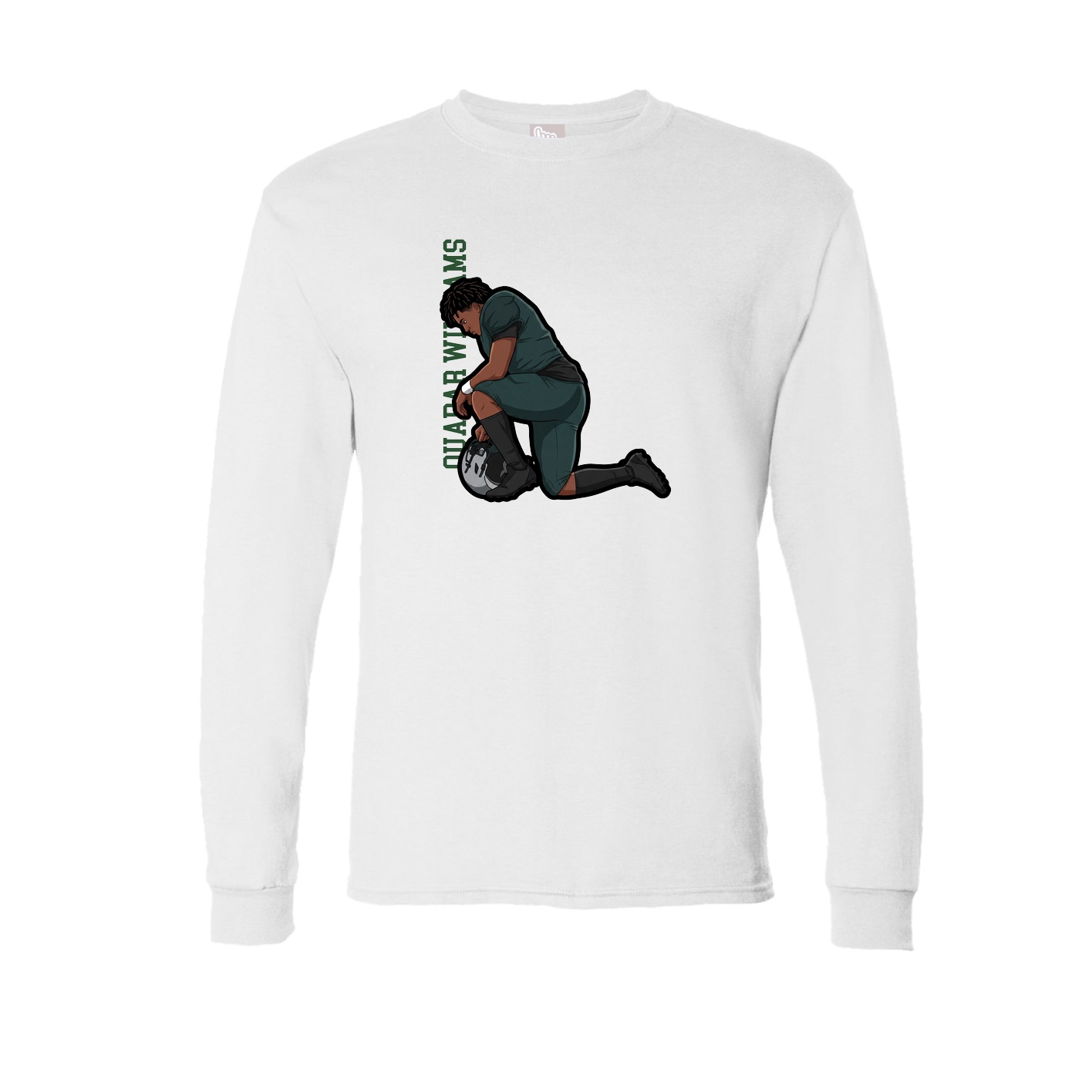Long Sleeve Tee — Name Vertical in White