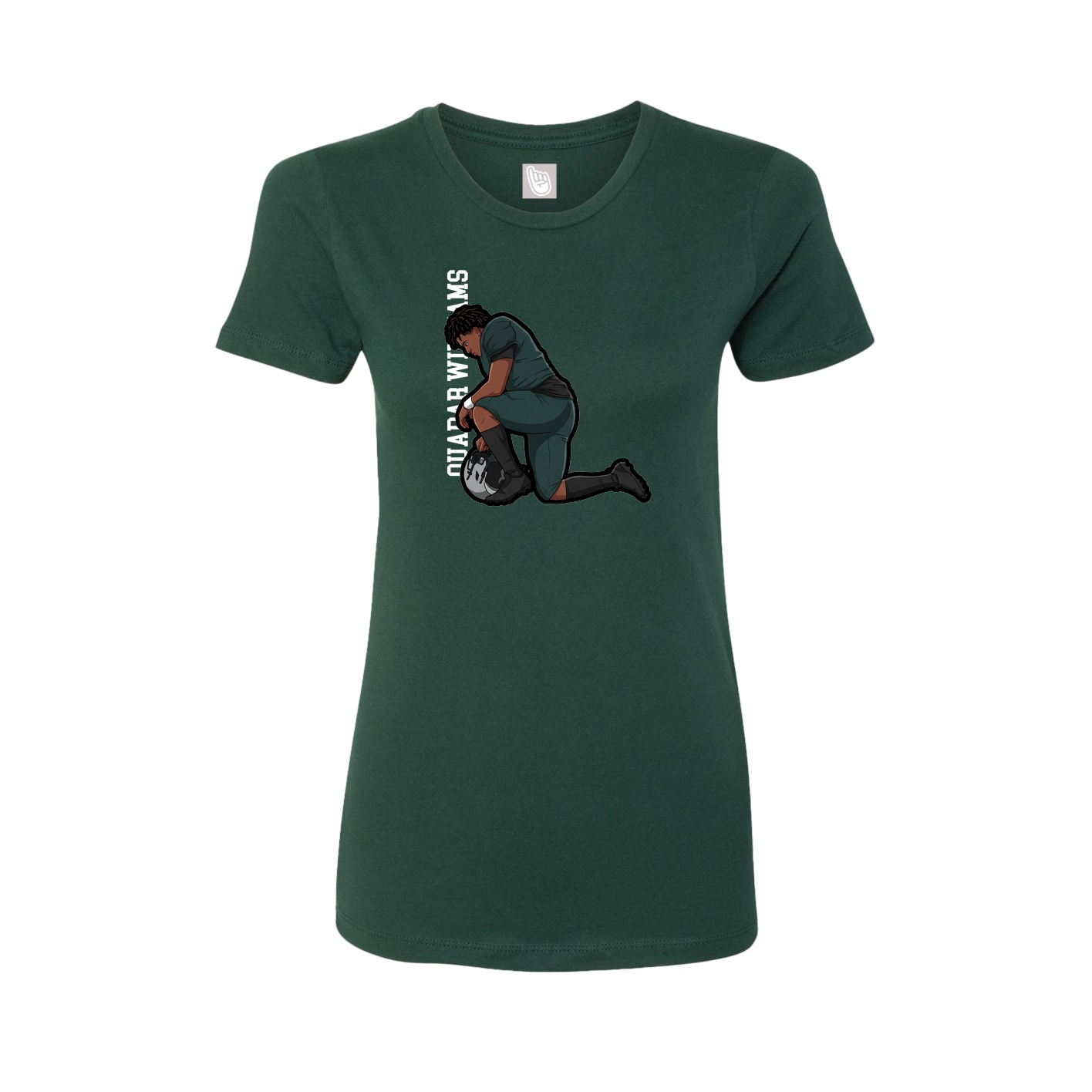 Fitted Women's Tee — Name Vertical in Green