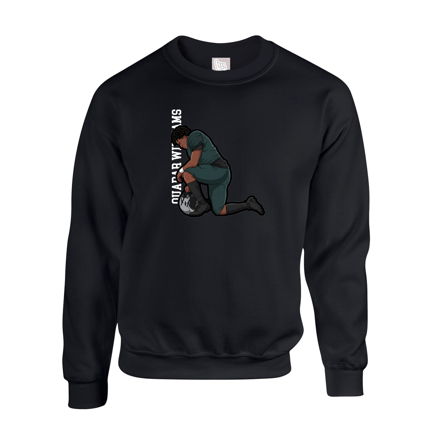 Fleece Crew — Name Vertical in Black