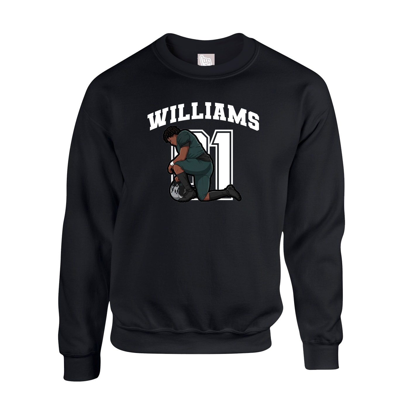 Fleece Crew — Number in Black