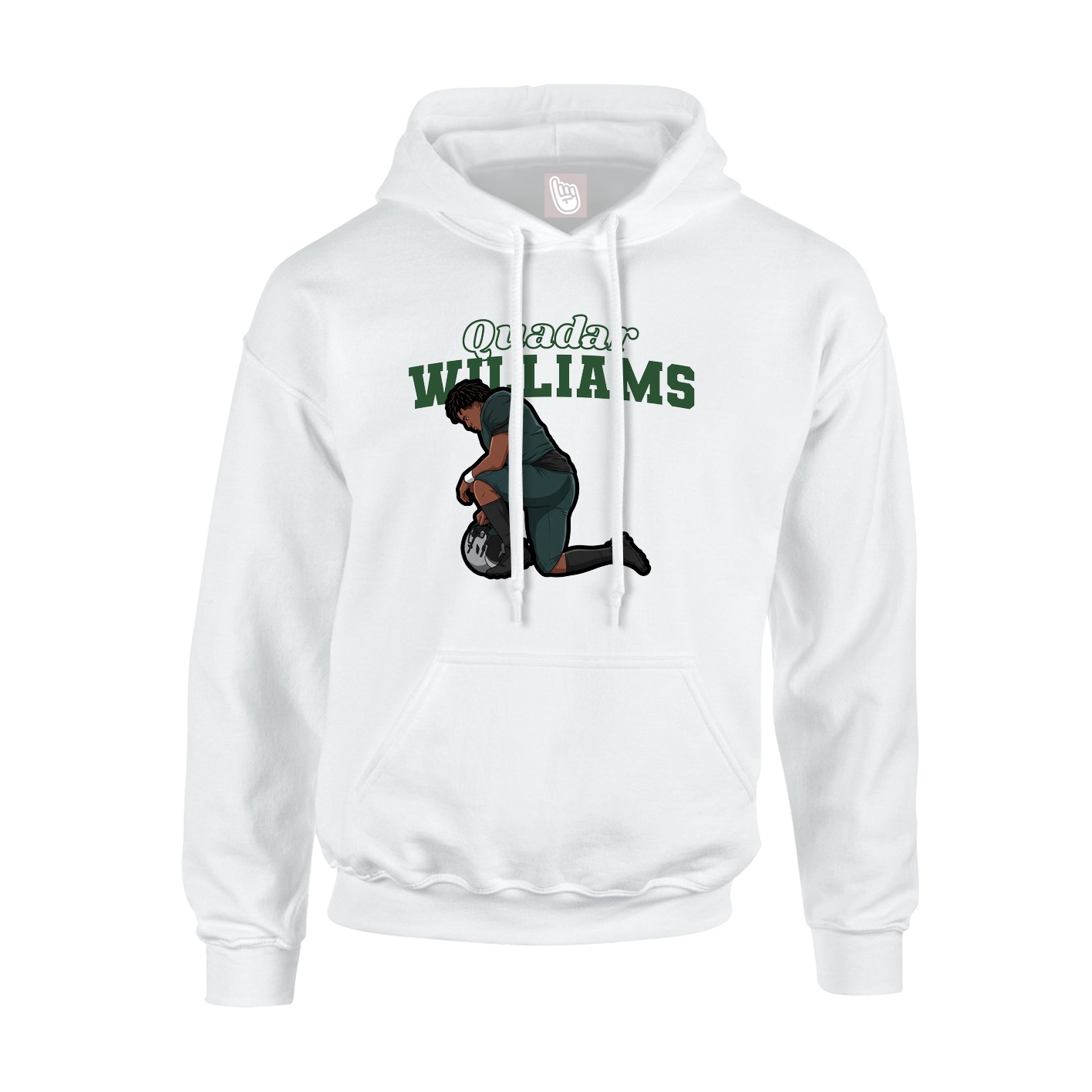 Youth Hoodie — Name Arch in White