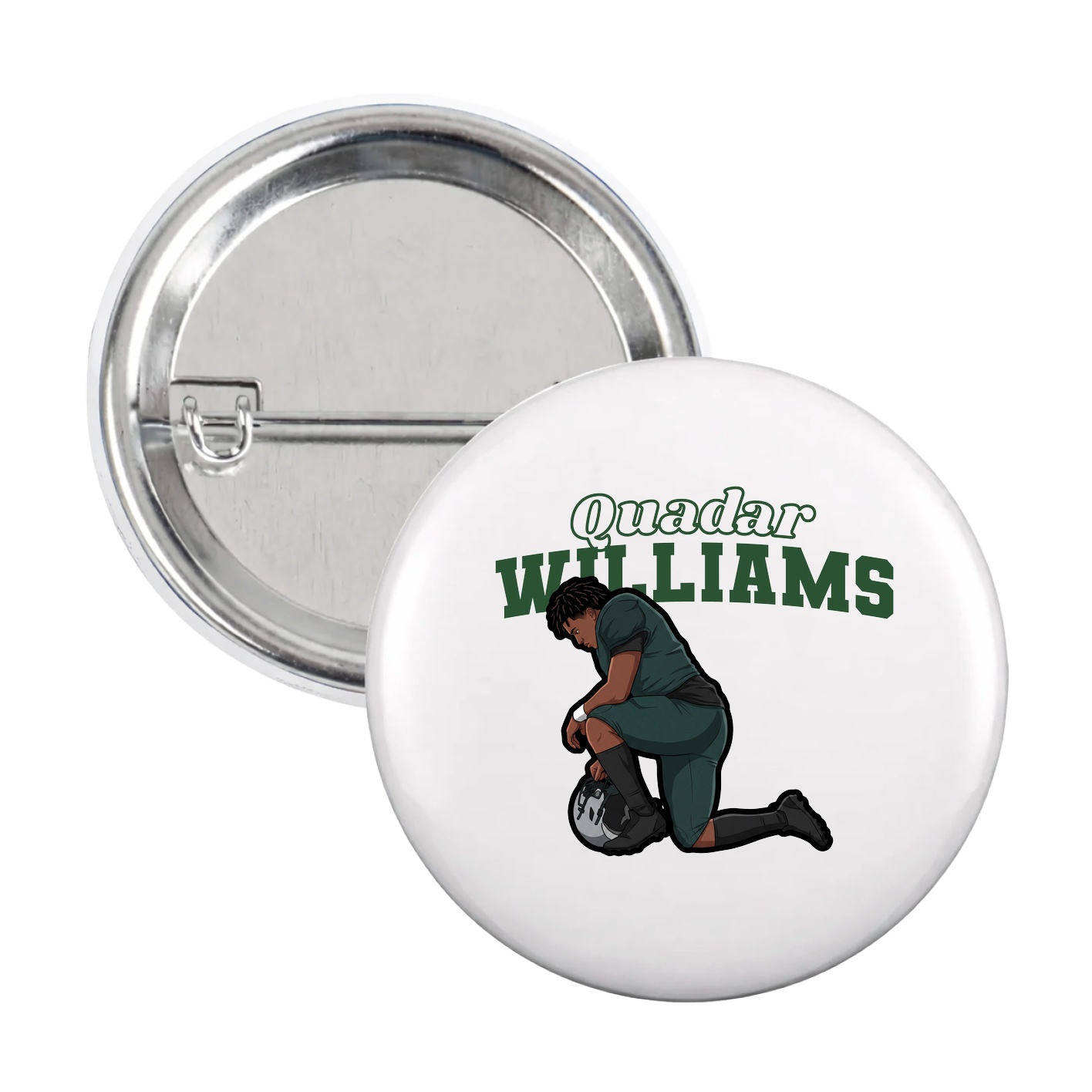 Game Day Button — Name Arch in White
