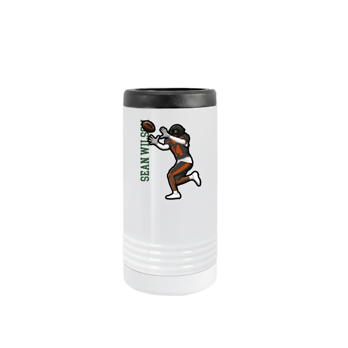 Slim Beverage Holder — Name Vertical in White