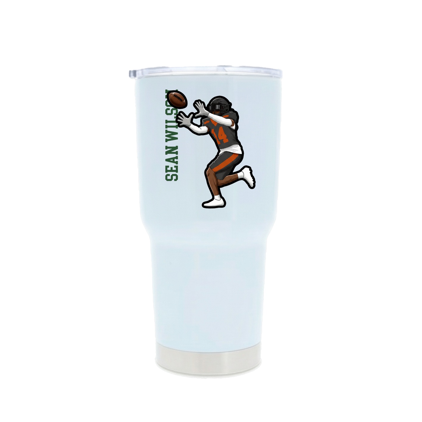 30oz Stainless Steel Tumbler — Name Vertical in White