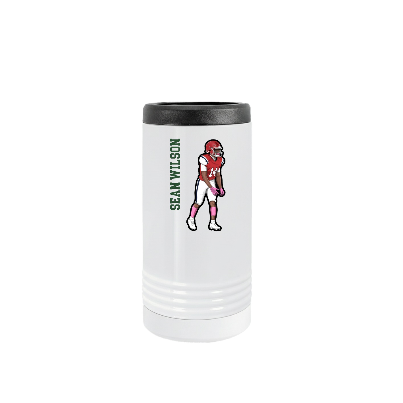Slim Beverage Holder — Name Vertical in White