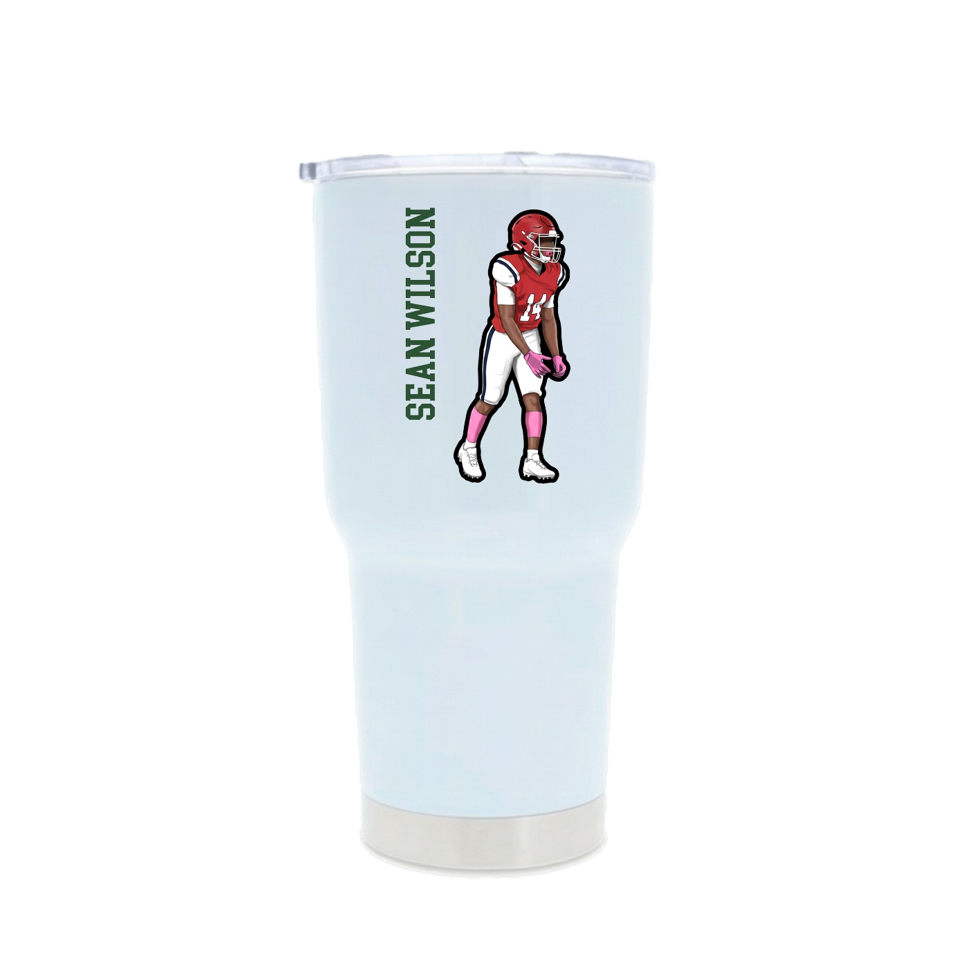30oz Stainless Steel Tumbler — Name Vertical in White