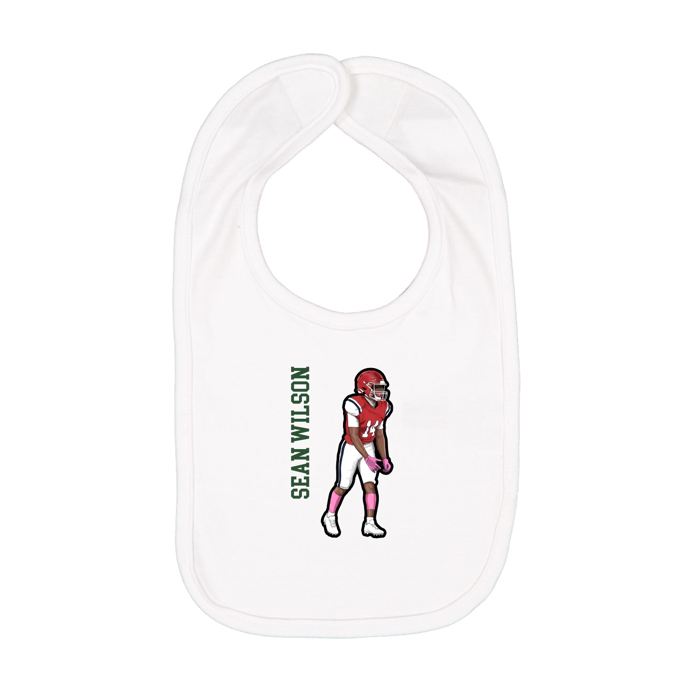 Infant Bib — Name Vertical in White