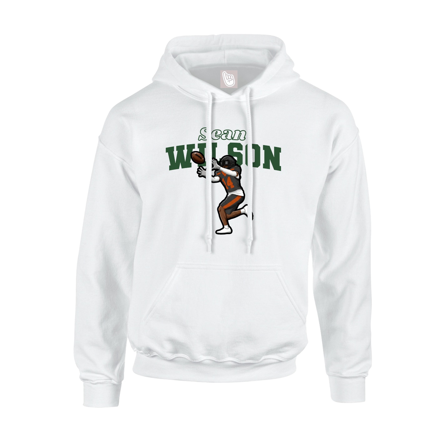 Youth Hoodie — Name Arch in White