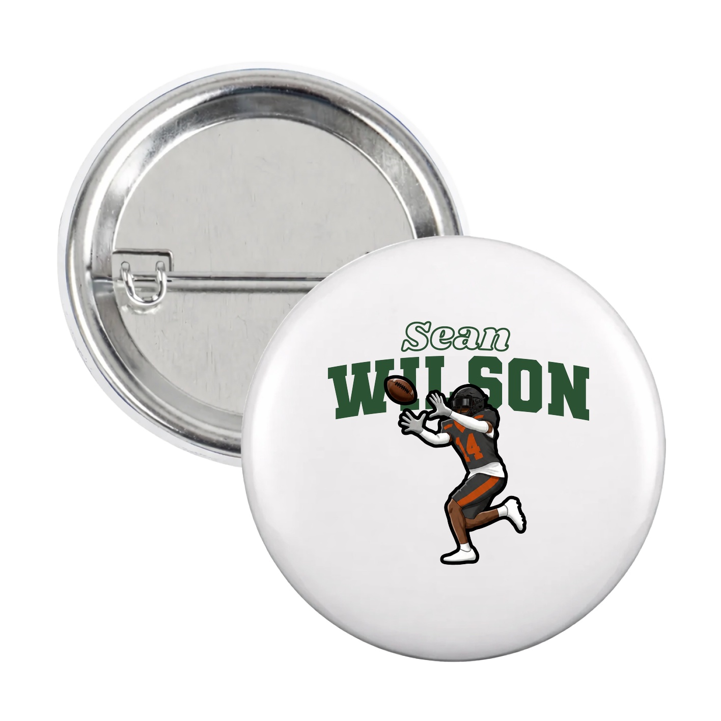 Game Day Button — Name Arch in White