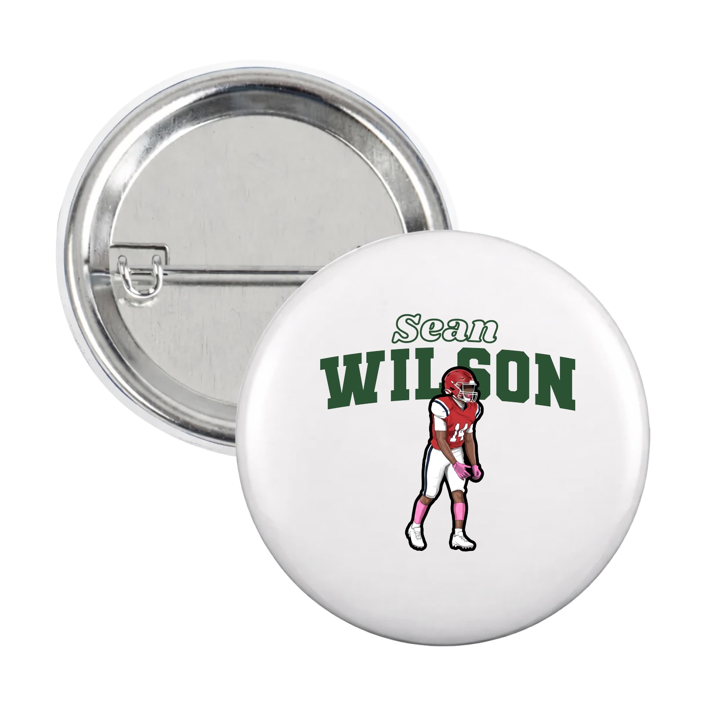 Game Day Button — Name Arch in White