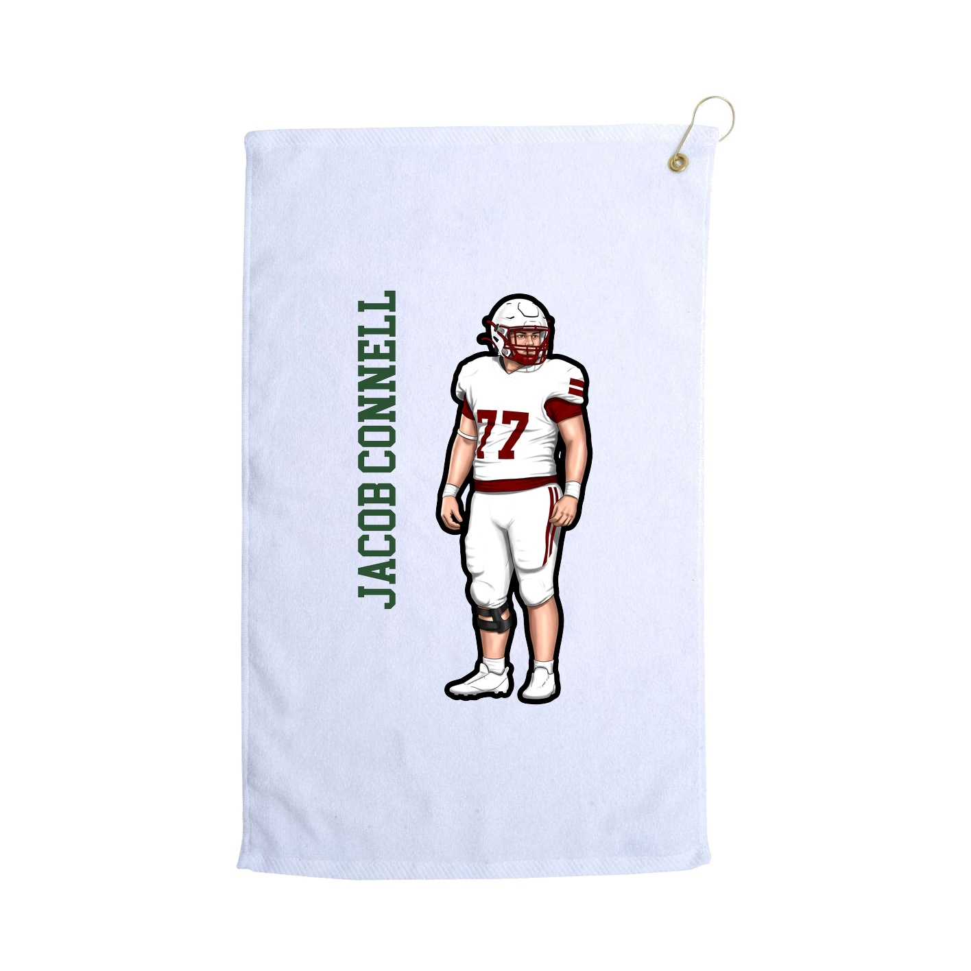 Golf Towel — Name Vertical in White
