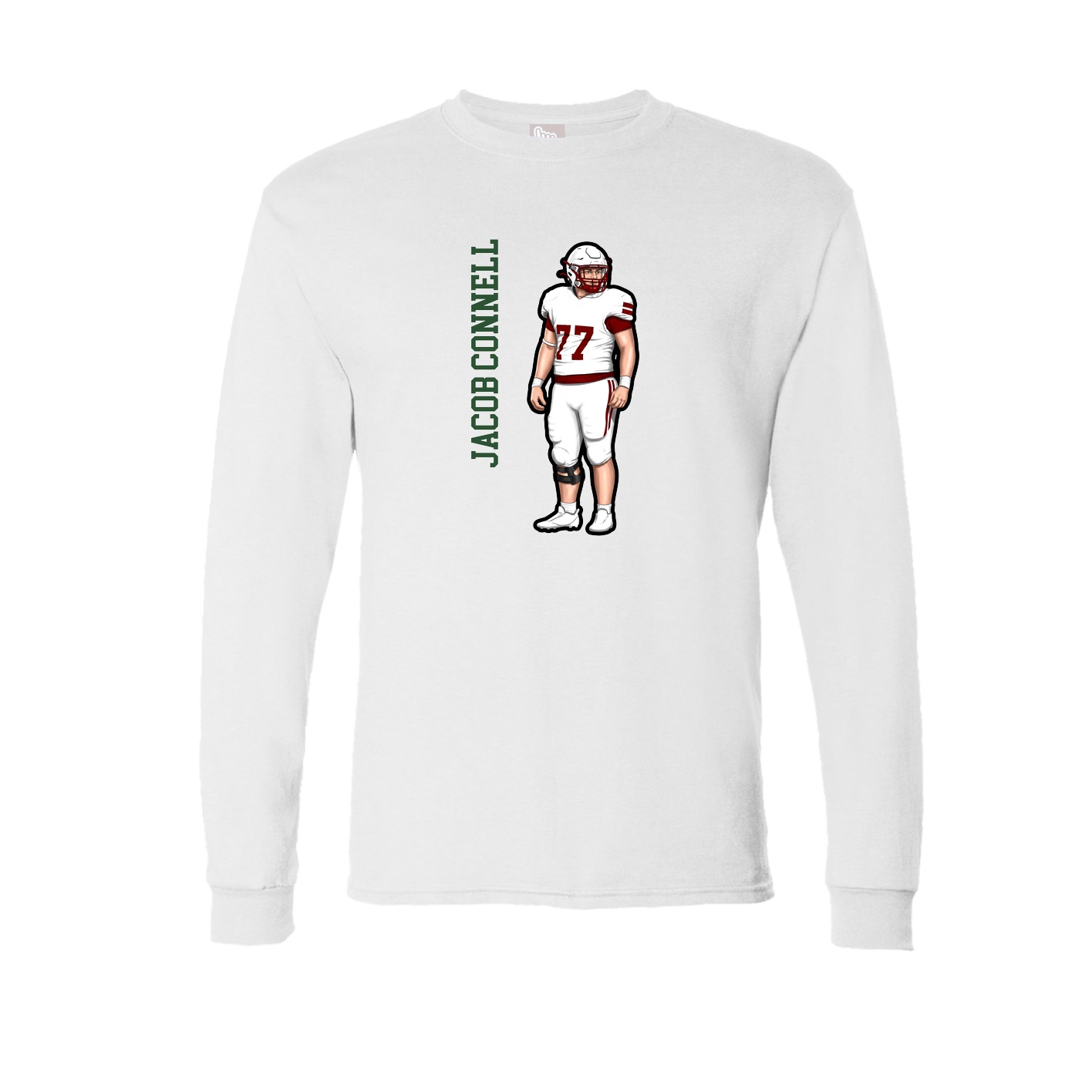 Long Sleeve Tee — Name Vertical in White